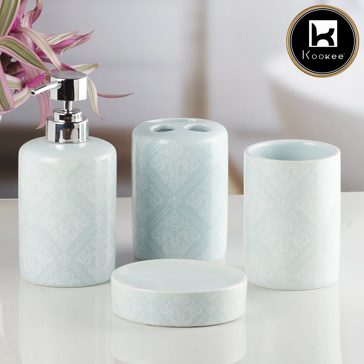 Kookee Ceramic Bathroom Sets, Blue, ART08219