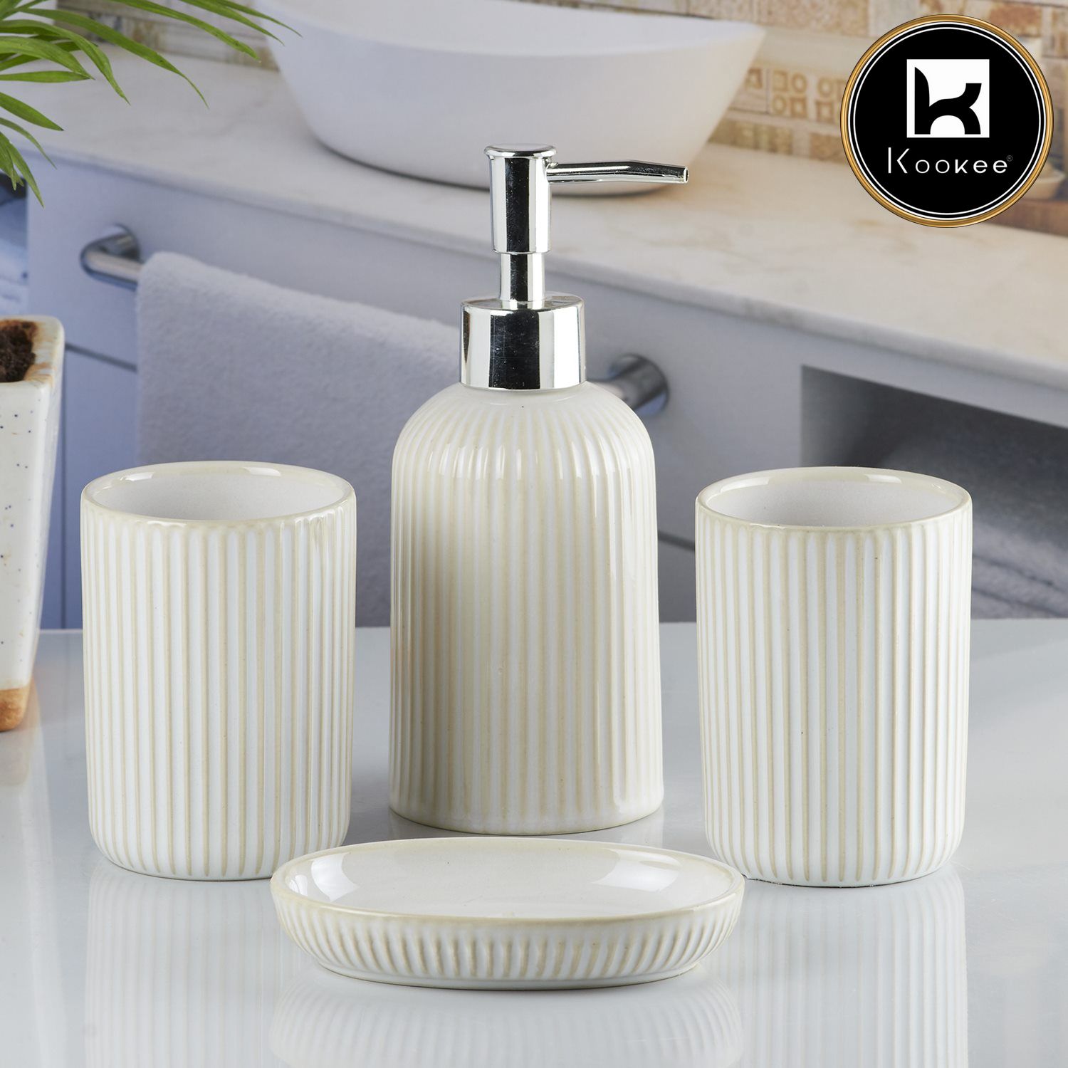 Kookee Ceramic Bathroom Sets, Beige, ART08229