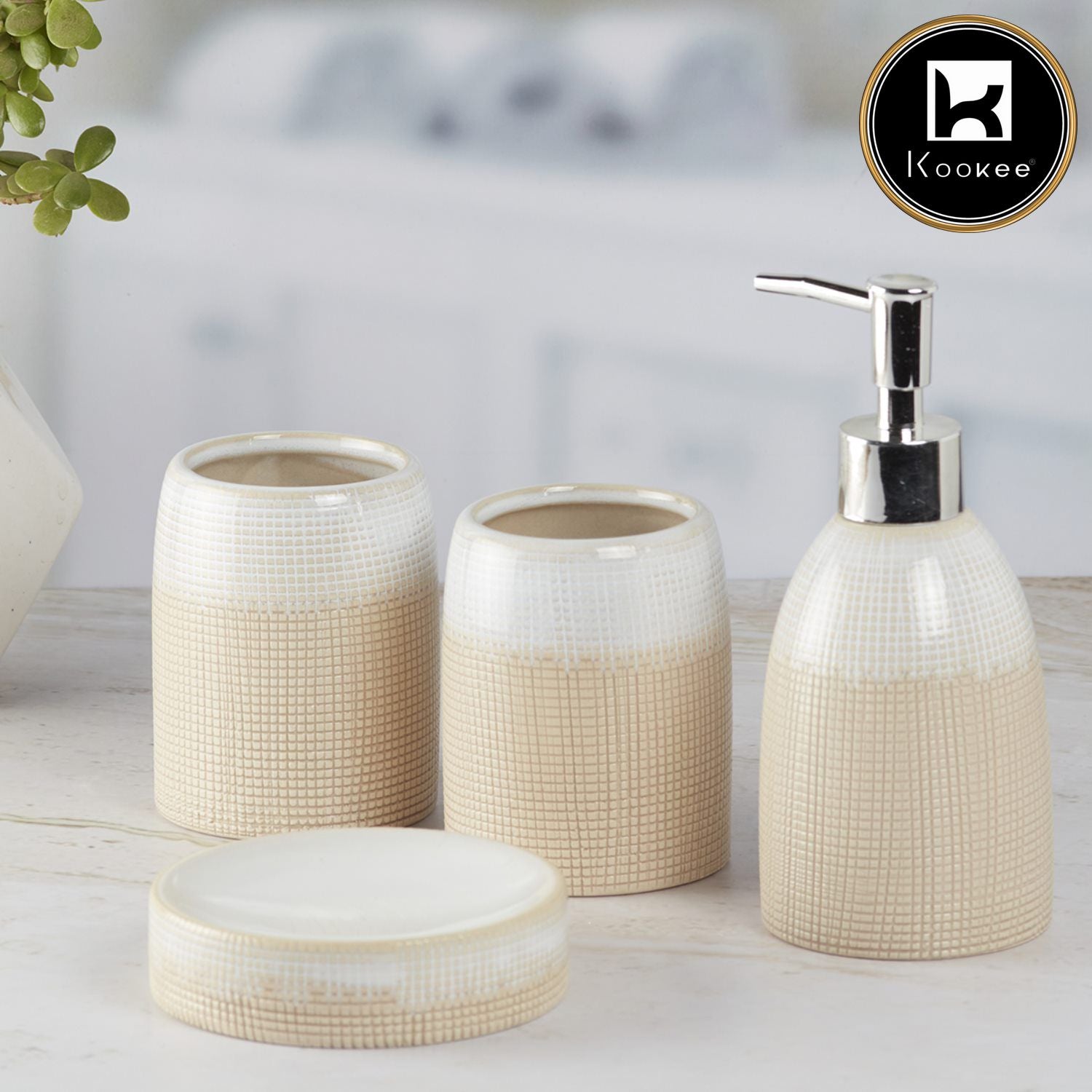 Kookee Ceramic Bathroom Sets, Beige, ART08231