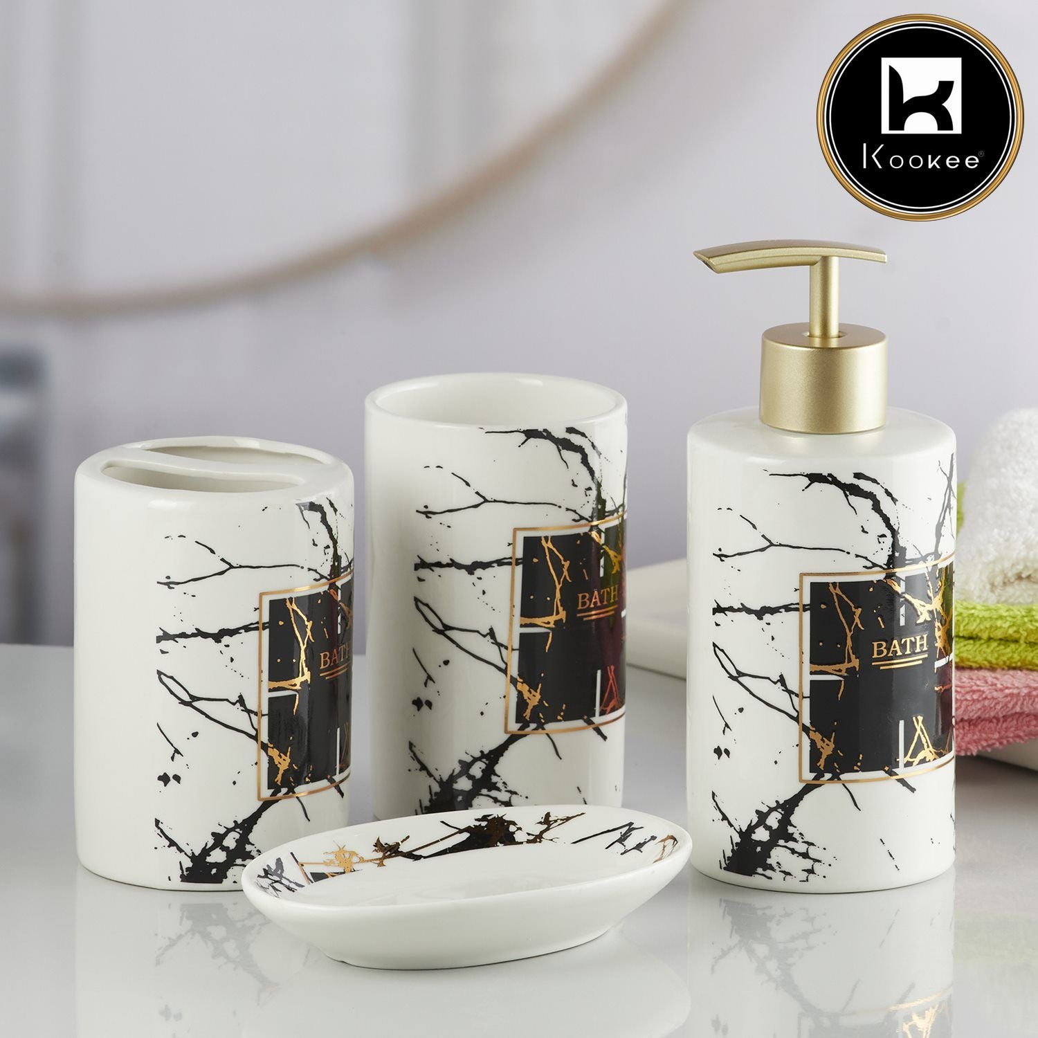 Kookee Ceramic Bathroom Sets, Multi, ART08234