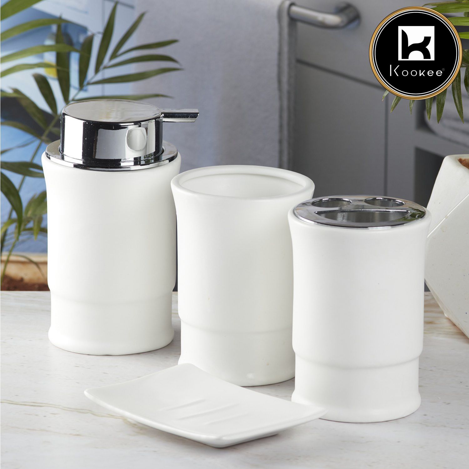 Kookee Ceramic Bathroom Sets, White, ART08245