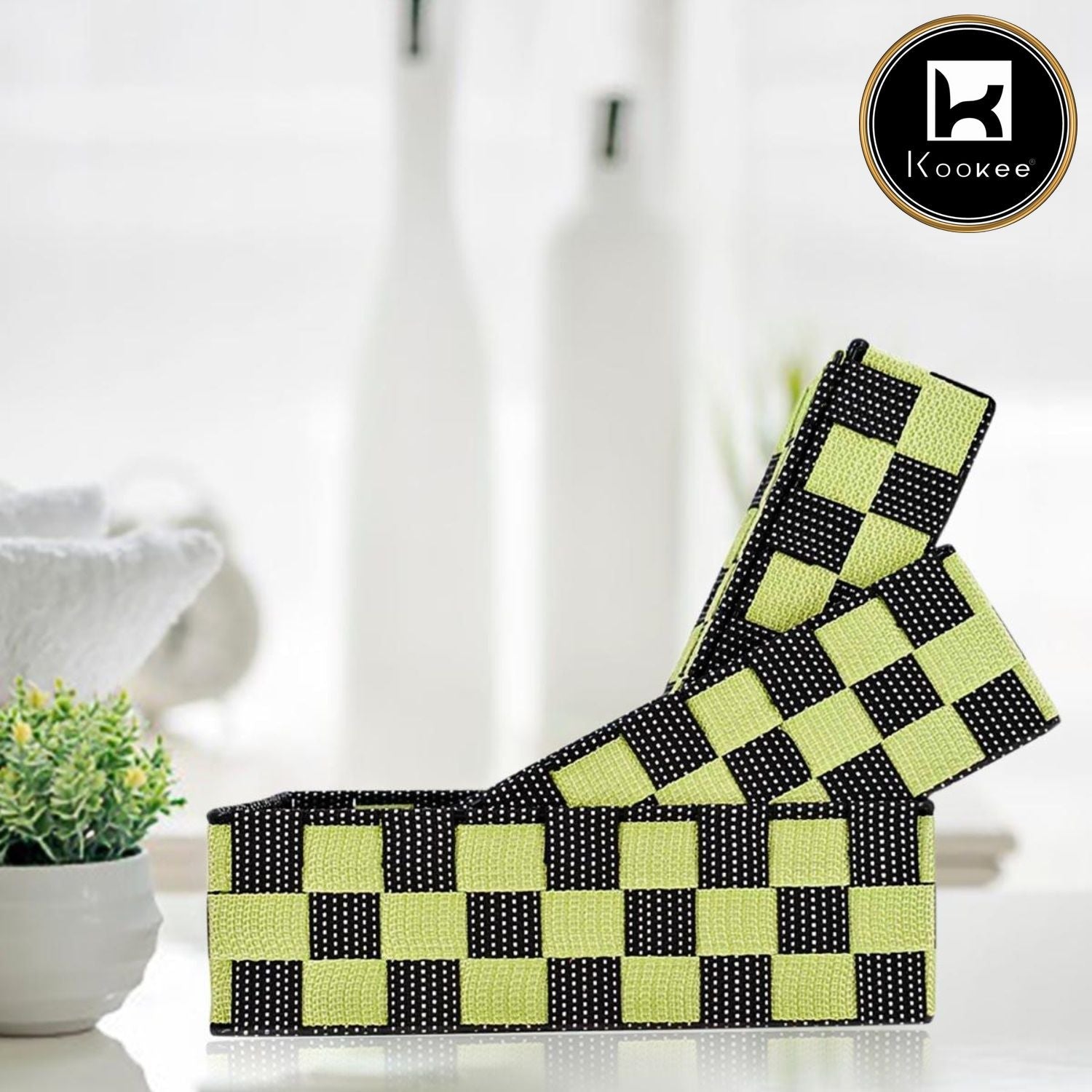 Kookee Woven Storage Organizer Nylon Basket Set of 3 Tote Bins (46-4935)