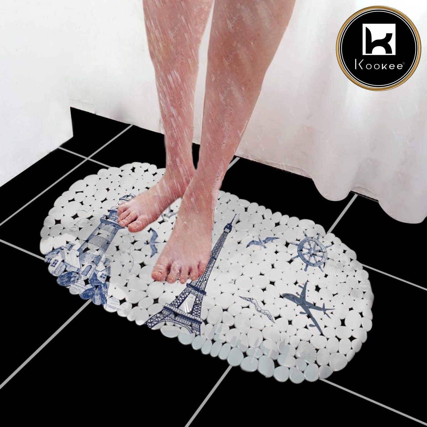 PVC Bath Mat Non-Slip Pebble Bathtub Mat L=69cm x W=35cm (35-4935)