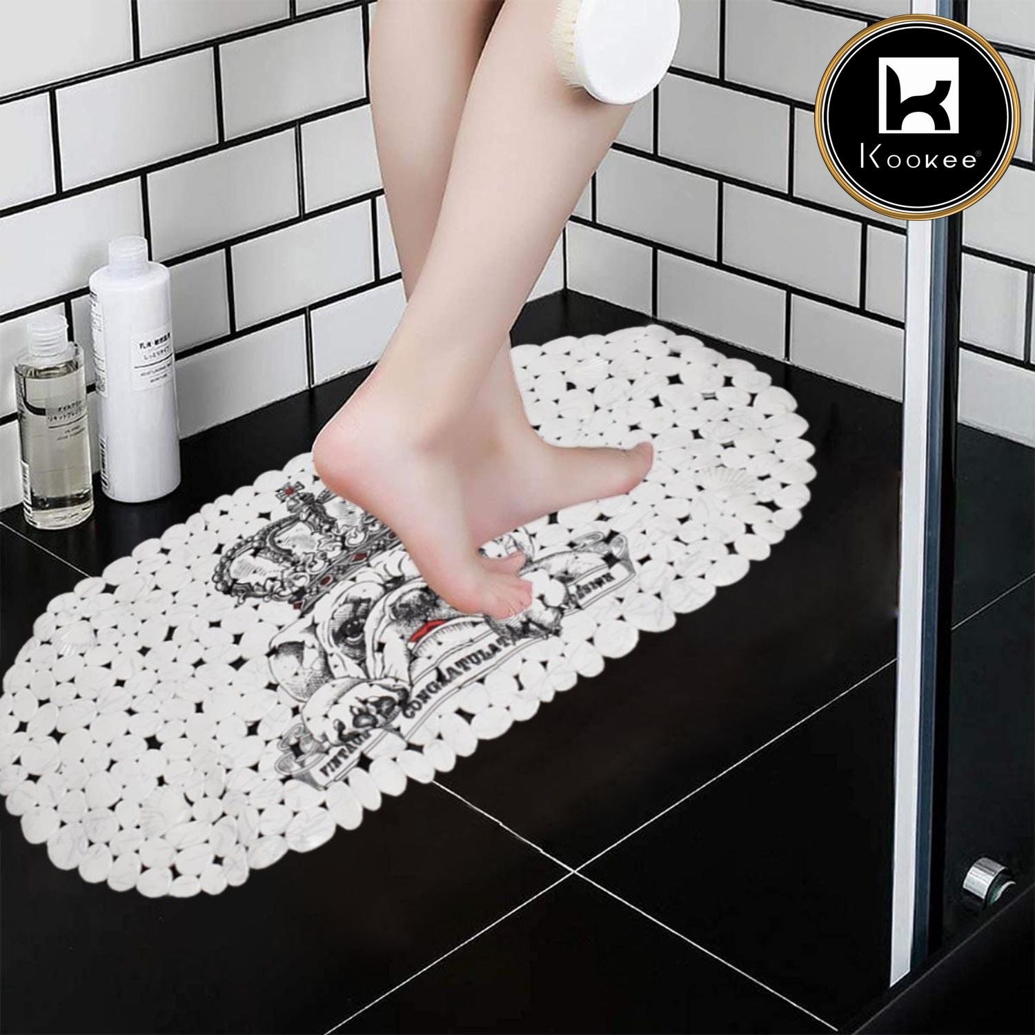 Kookee PVC Bath Mat Non-Slip Pebble Bathtub Mat L=69cm x W=35cm