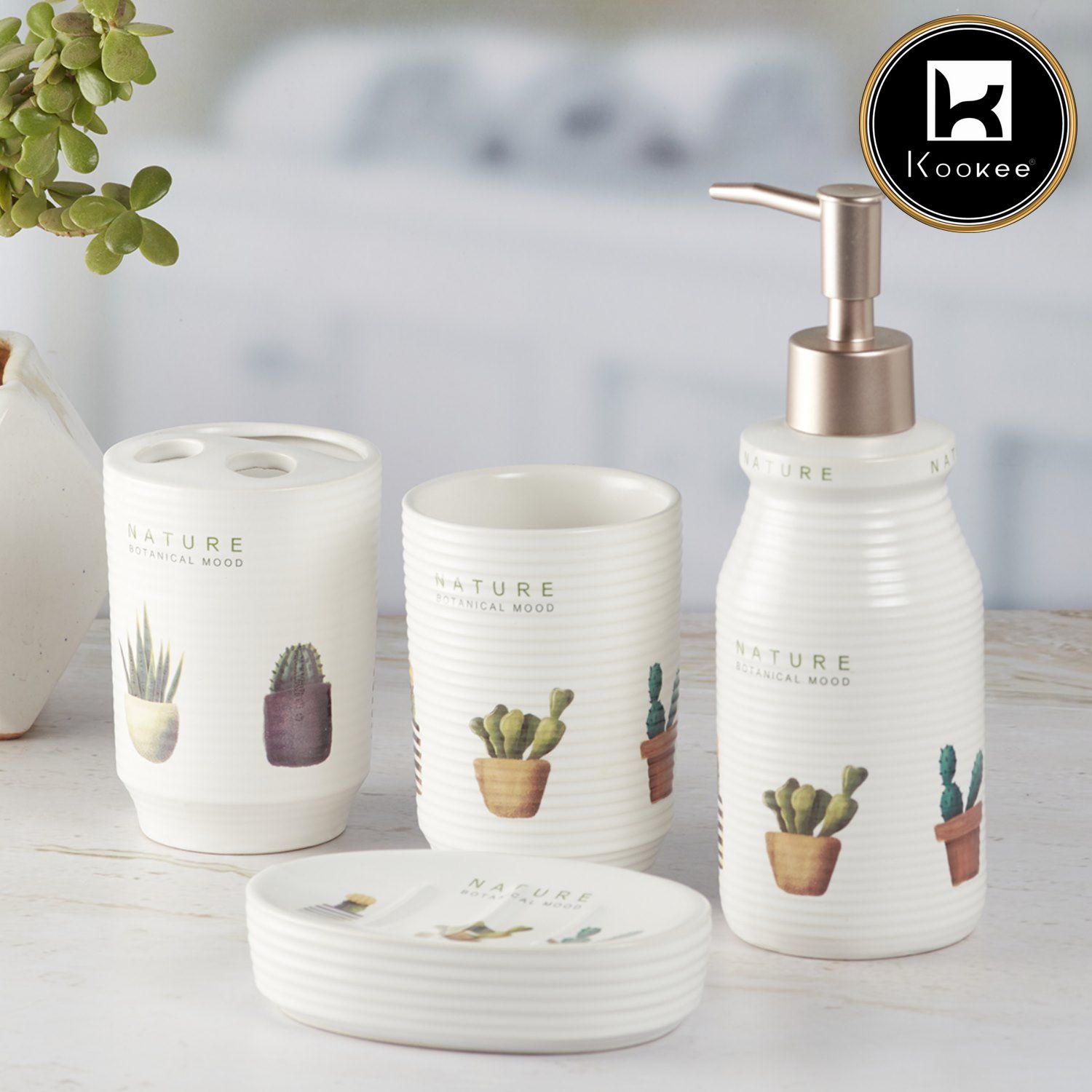 Kookee Ceramic Bathroom Sets, White, ART08290
