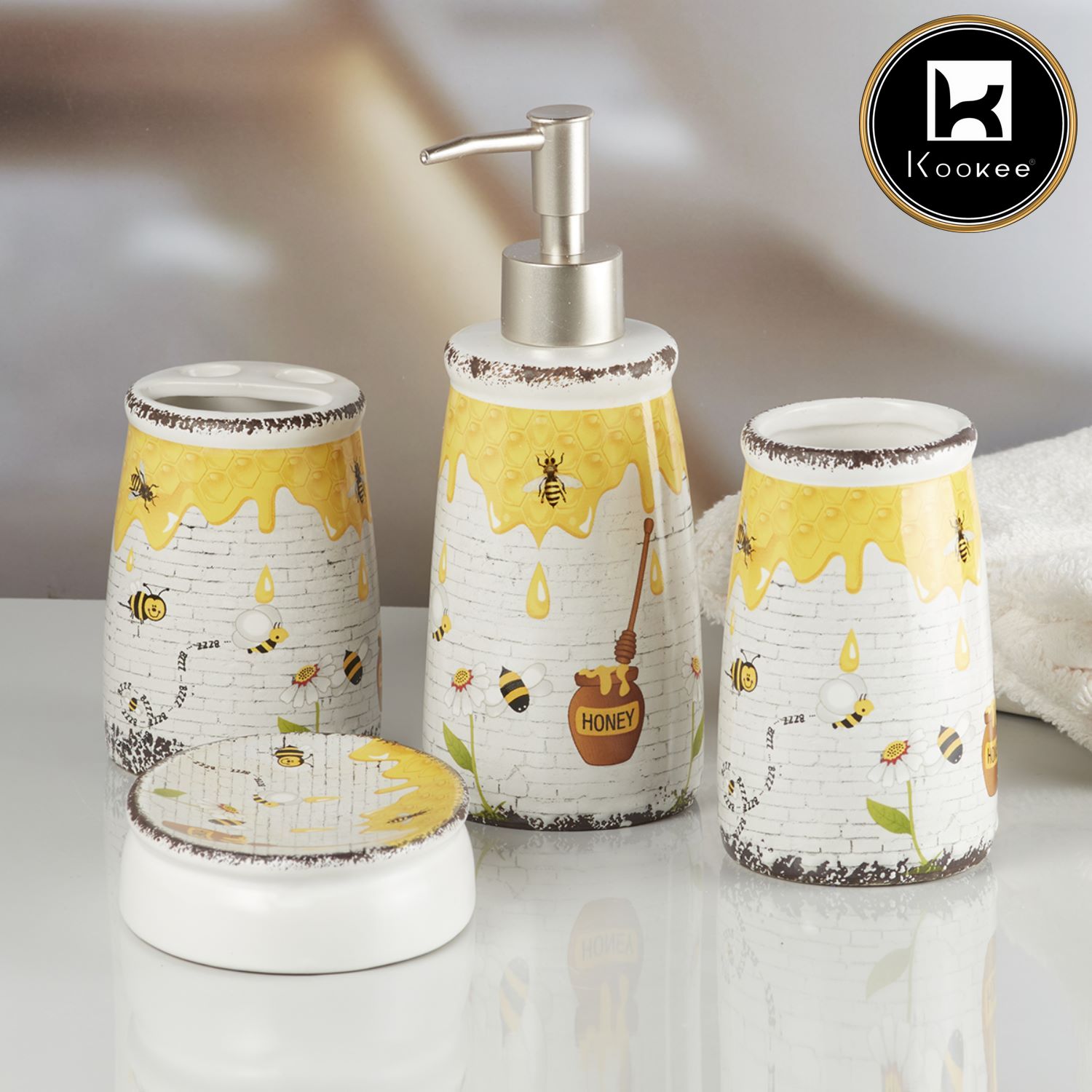 Kookee Ceramic Bathroom Sets, Multi, ART08292