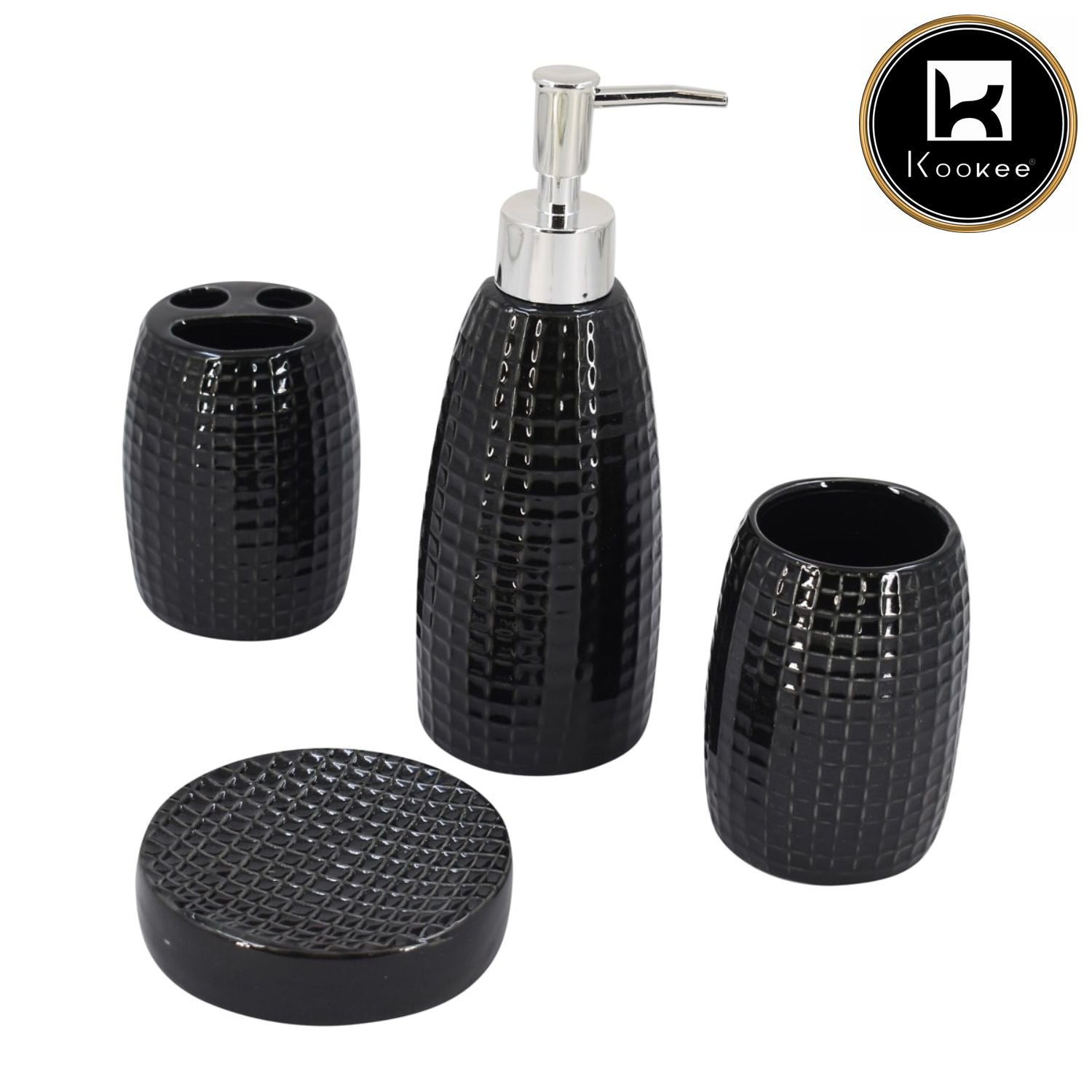 Ceramic Bathroom Accessories Set of 4 Bath Set with Soap Dispenser (8304)