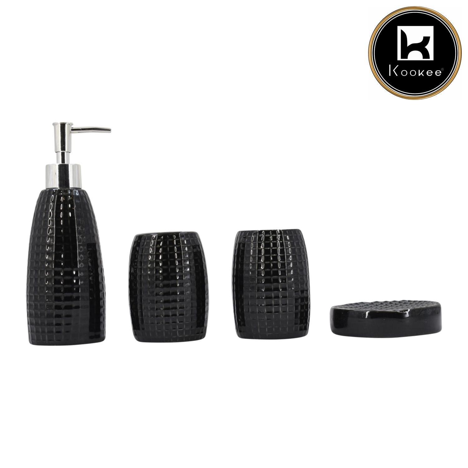 Ceramic Bathroom Accessories Set of 4 Bath Set with Soap Dispenser (8304)