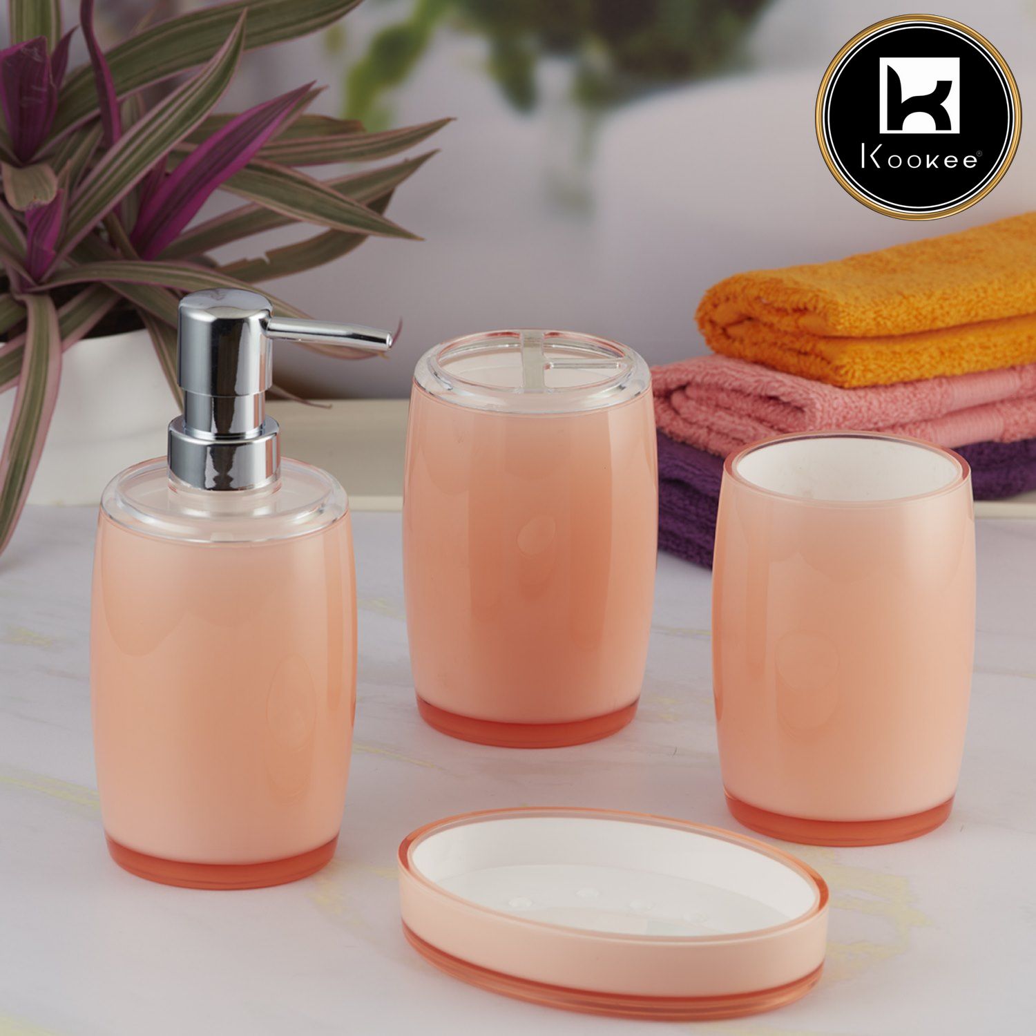 Kookee Acrylic Bathroom Sets, Orange, ART08332