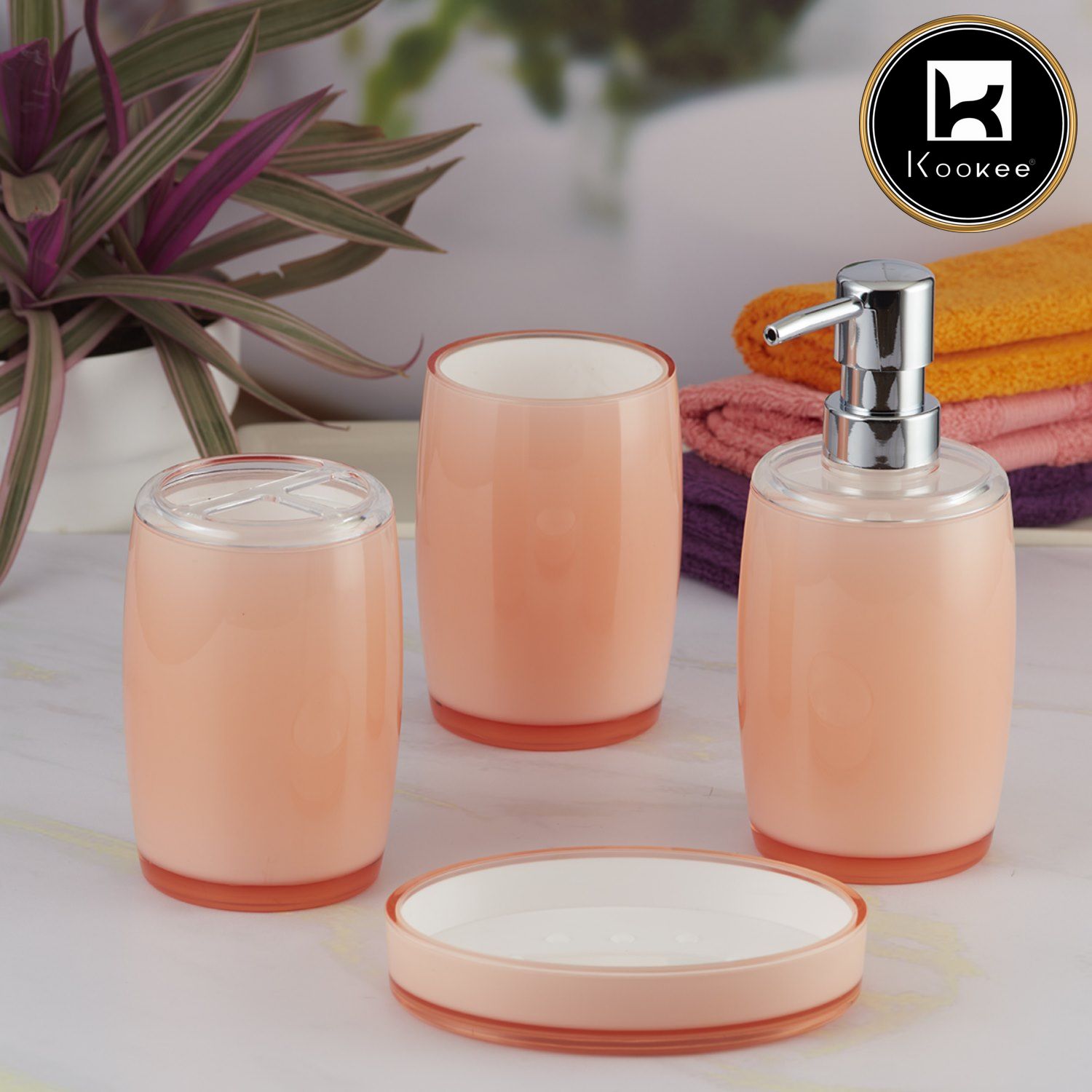 Kookee Acrylic Bathroom Sets, Orange, ART08332