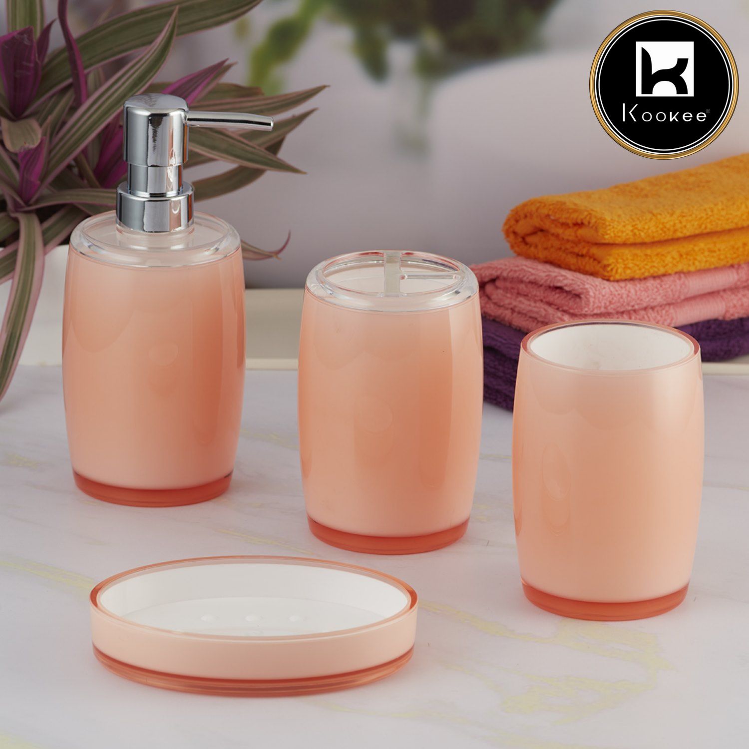 Kookee Acrylic Bathroom Sets, Orange, ART08332