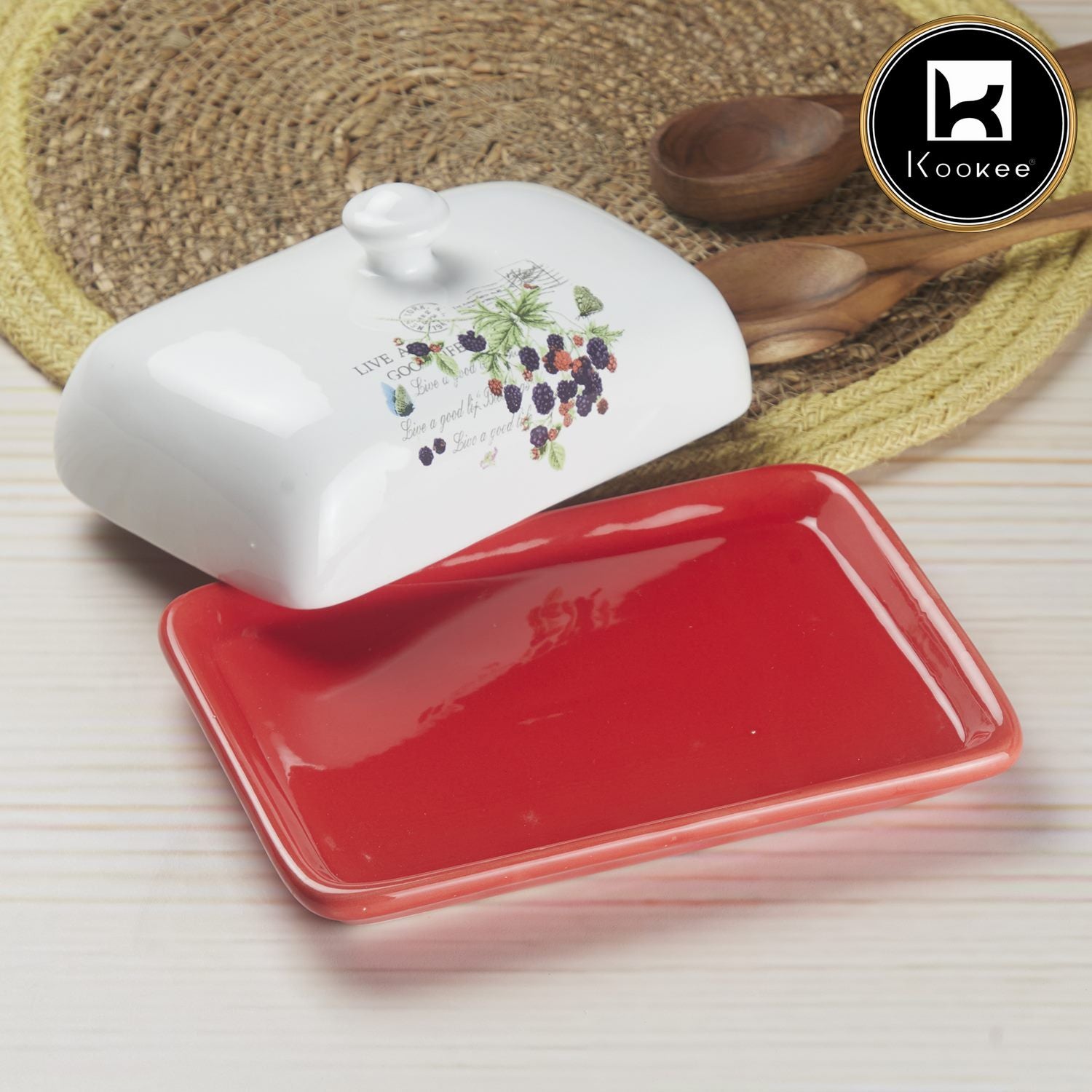Kookee Butter Dishes, Red, ART08355