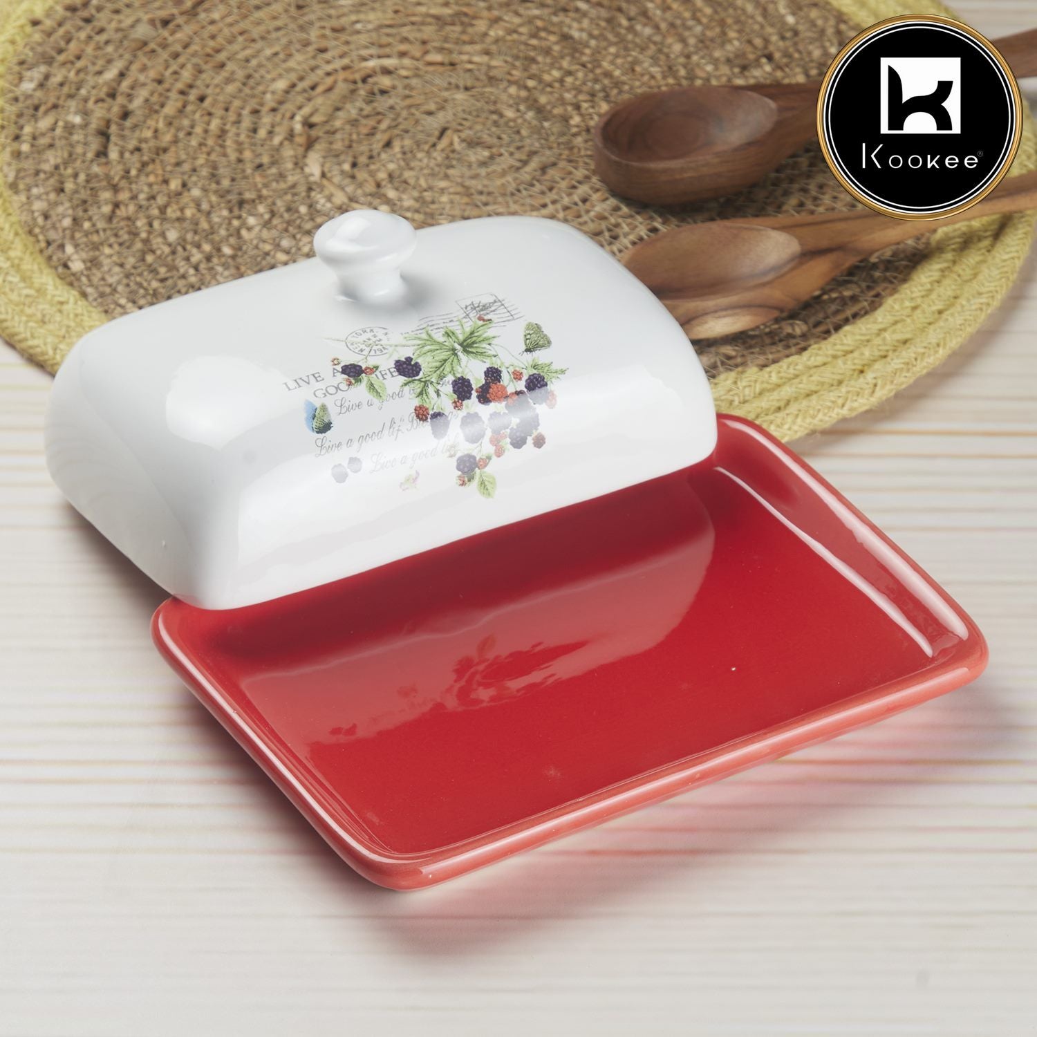 Kookee Butter Dishes, Red, ART08355