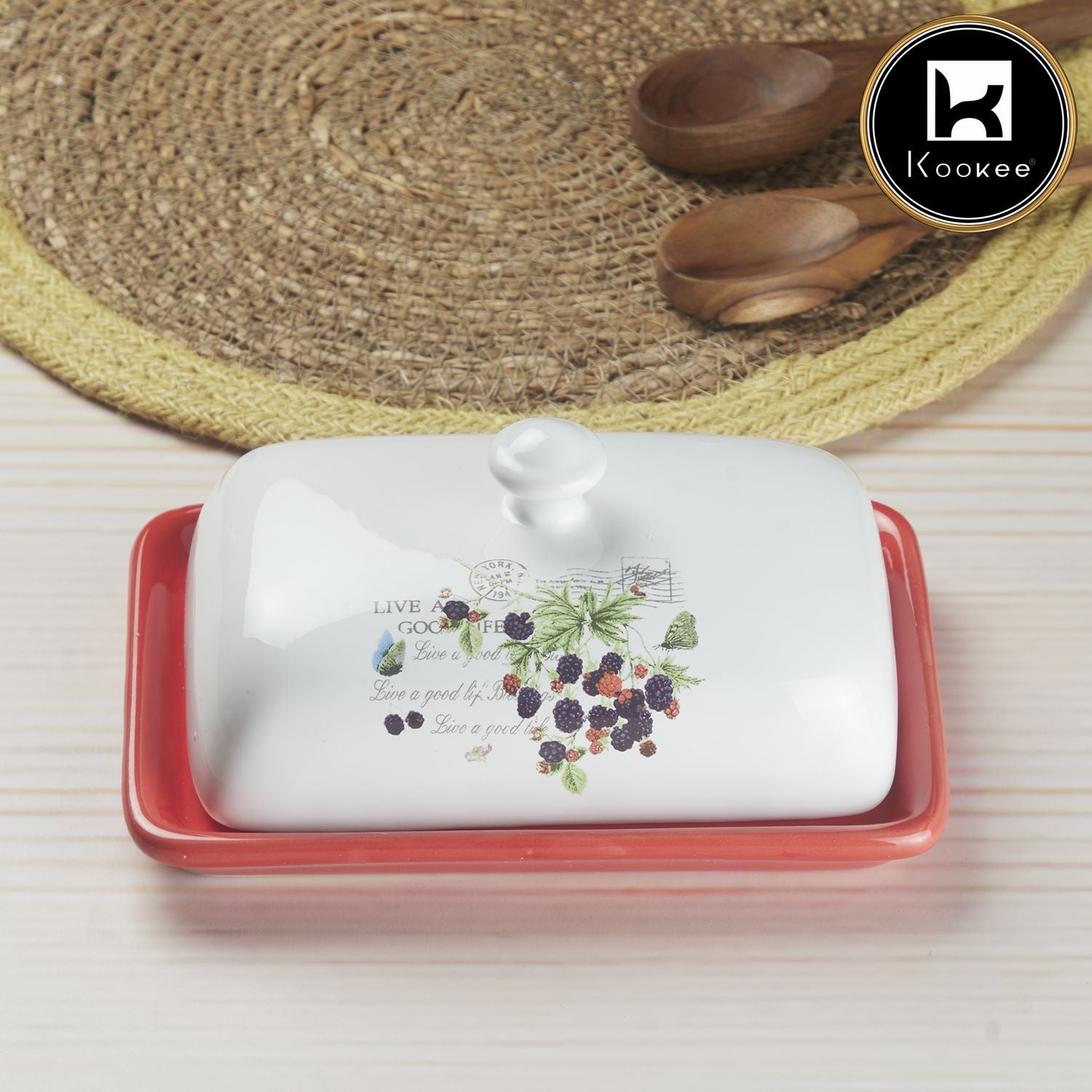 Kookee Butter Dishes, Red, ART08355