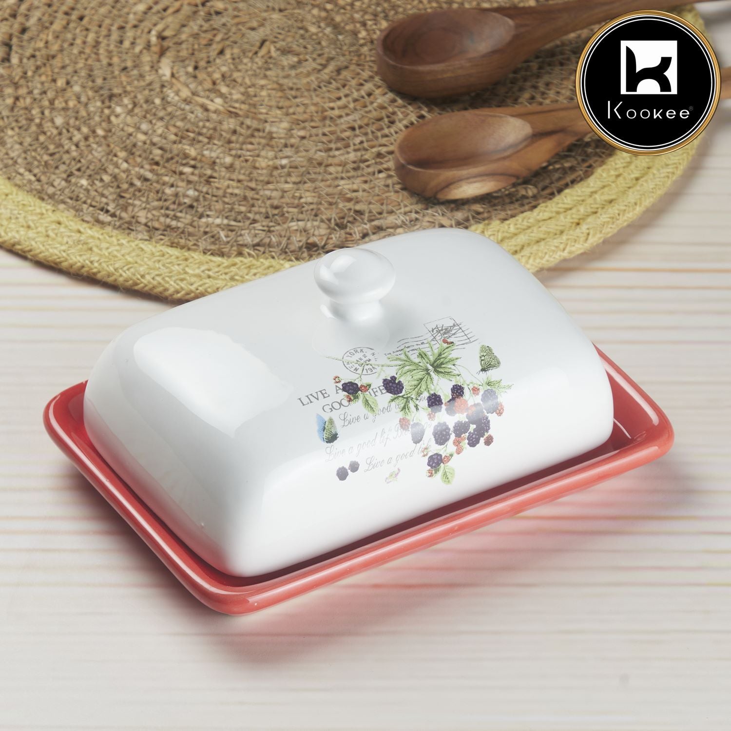 Kookee Butter Dishes, Red, ART08355