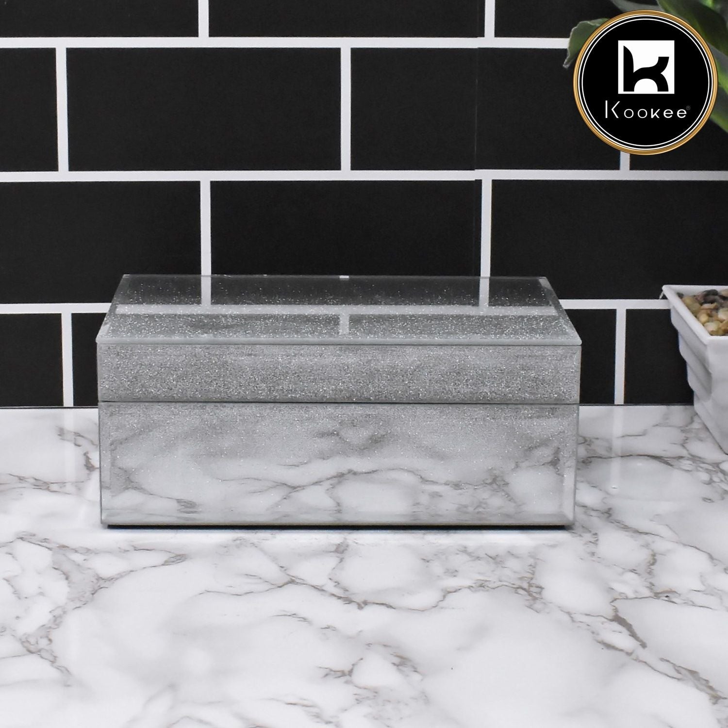 Kookee Mirror GLASS STORAGE BOX SILVER