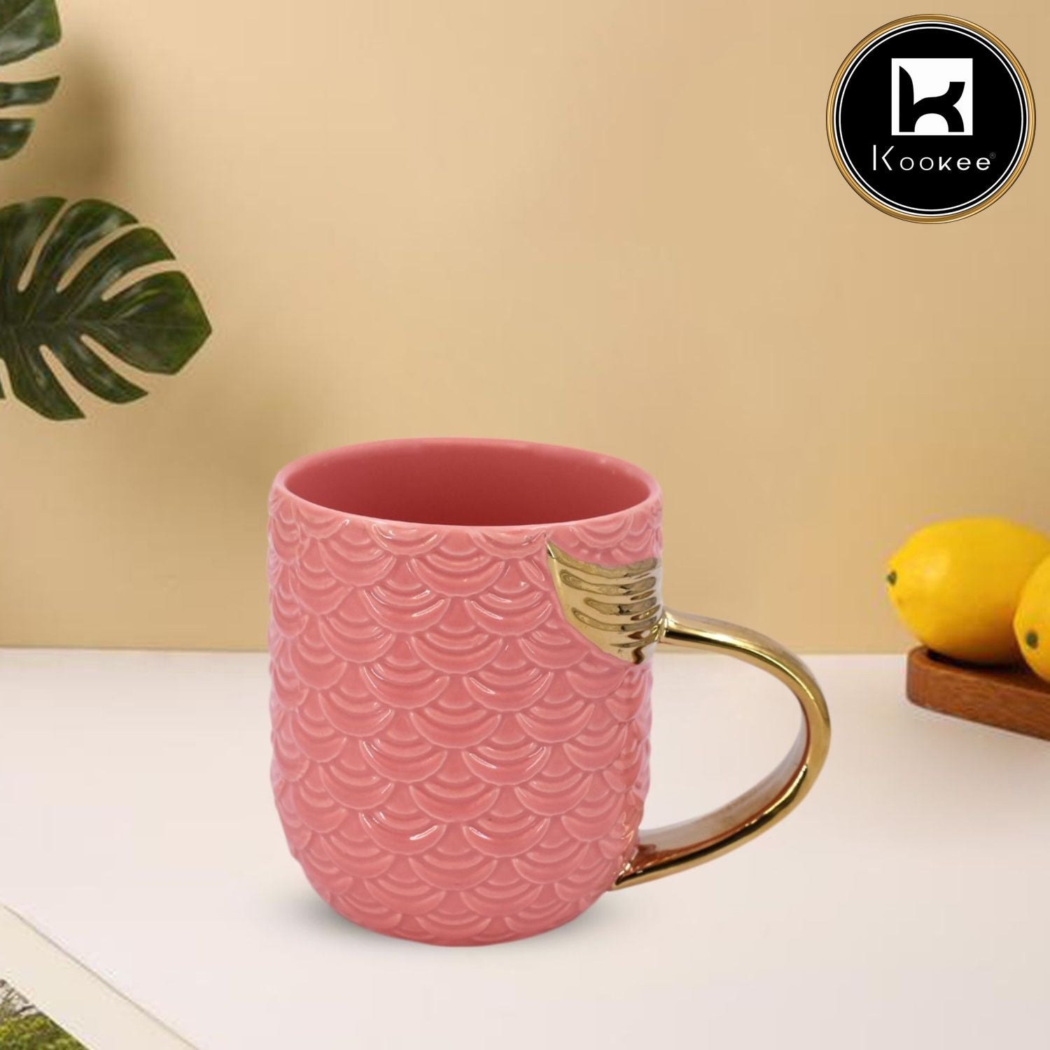 Kookee Fancy Ceramic Coffee or Tea Mug with Handle for Office, Home or Gifting - 325ml