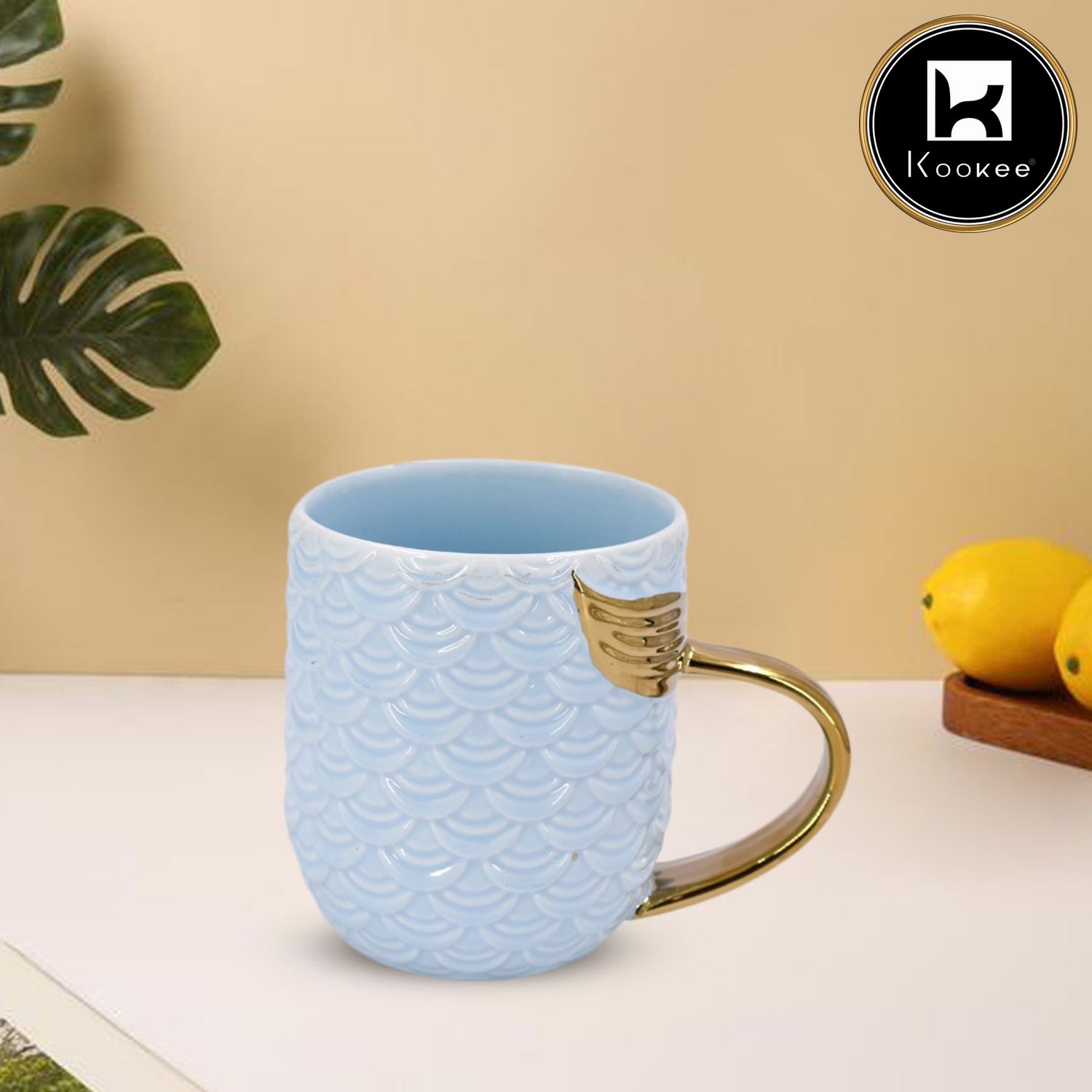 Kookee Fancy Ceramic Coffee or Tea Mug with Handle for Office, Home or Gifting - 325ml