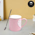 Kookee Fancy Ceramic Coffee or Tea Mug with Lid and Handle with Spoon for Office, Home or Gifting - 325ml