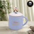 Kookee Fancy Ceramic Coffee or Tea Mug with Lid and Handle with Spoon for Office, Home or Gifting - 325ml