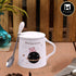 Kookee Fancy Ceramic Coffee or Tea Mug with Lid and Handle with Spoon for Office, Home or Gifting - 250ml