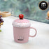 Kookee Fancy Ceramic Coffee or Tea Mug with Lid and Handle with Spoon for Office, Home or Gifting - 325ml