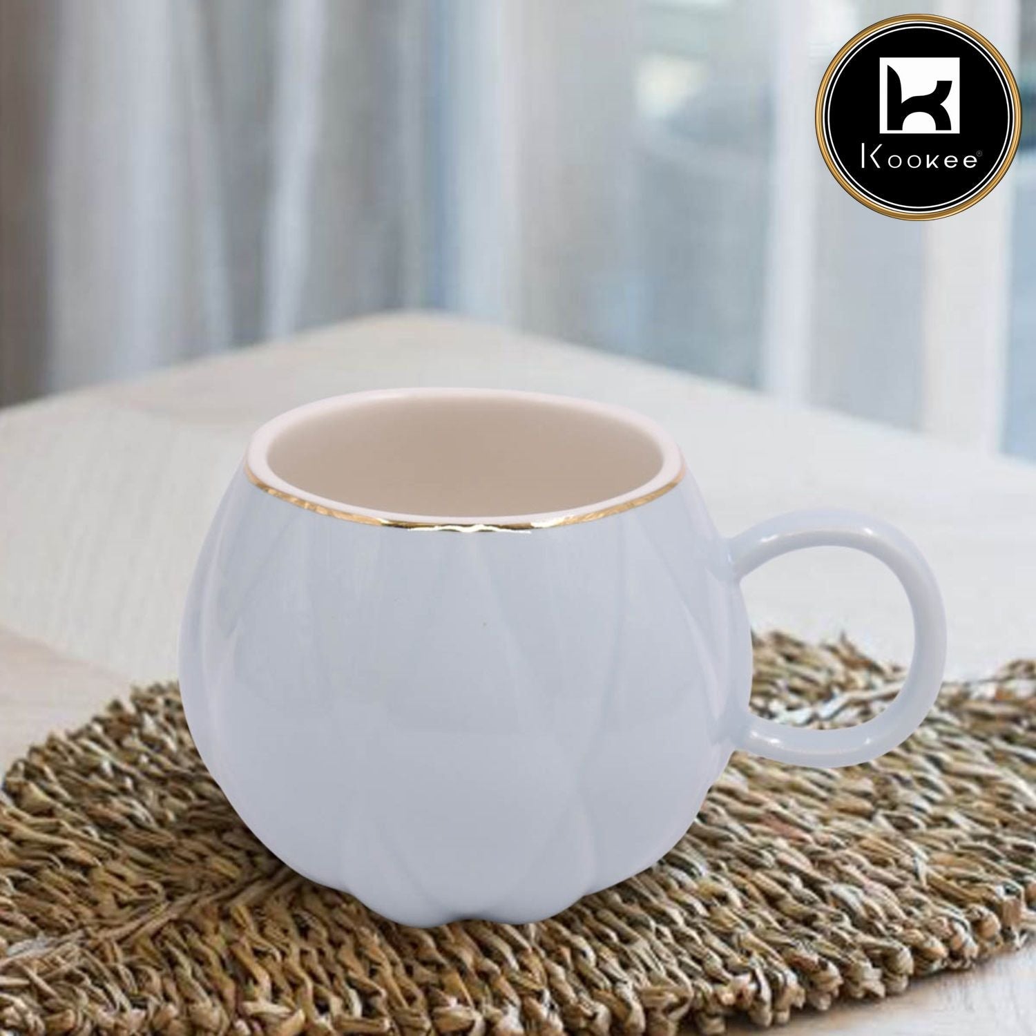 Kookee Fancy Ceramic Coffee or Tea Mug with Handle - 250ml (M-0770-A)