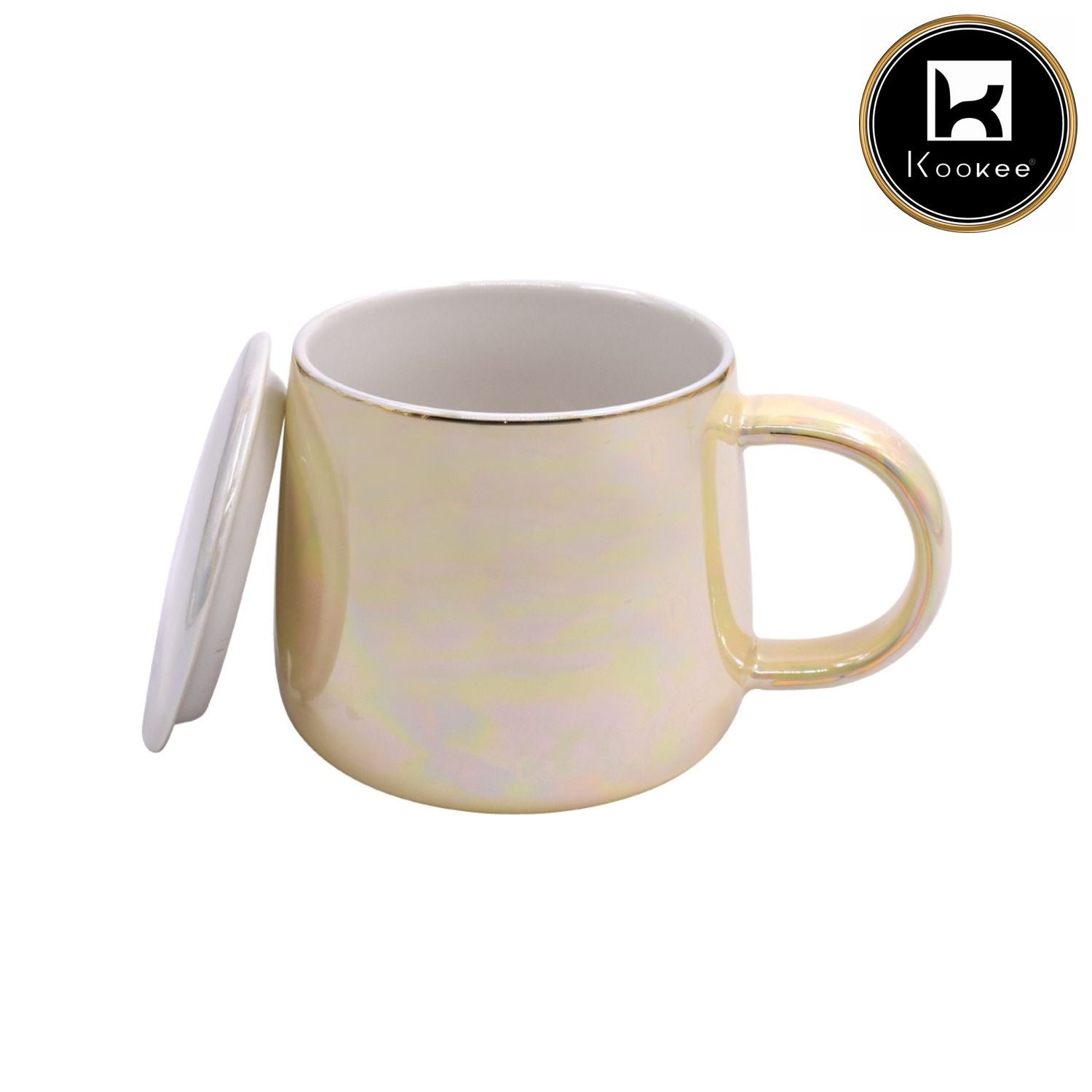 Fancy Ceramic Coffee or Tea Mug with Lid and Handle with Spoon (8436)