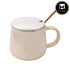 Fancy Ceramic Coffee or Tea Mug with Lid and Handle with Spoon (8436)