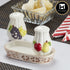 Ceramic Salt and Pepper Set with tray, Fruits Design, White