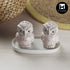 Ceramic Salt and Pepper Set with tray, Owl Design, Pink