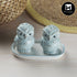 Ceramic Salt and Pepper Set with tray, Owl Design, Blue