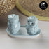 Ceramic Salt and Pepper Set with tray, Owl Design, Blue