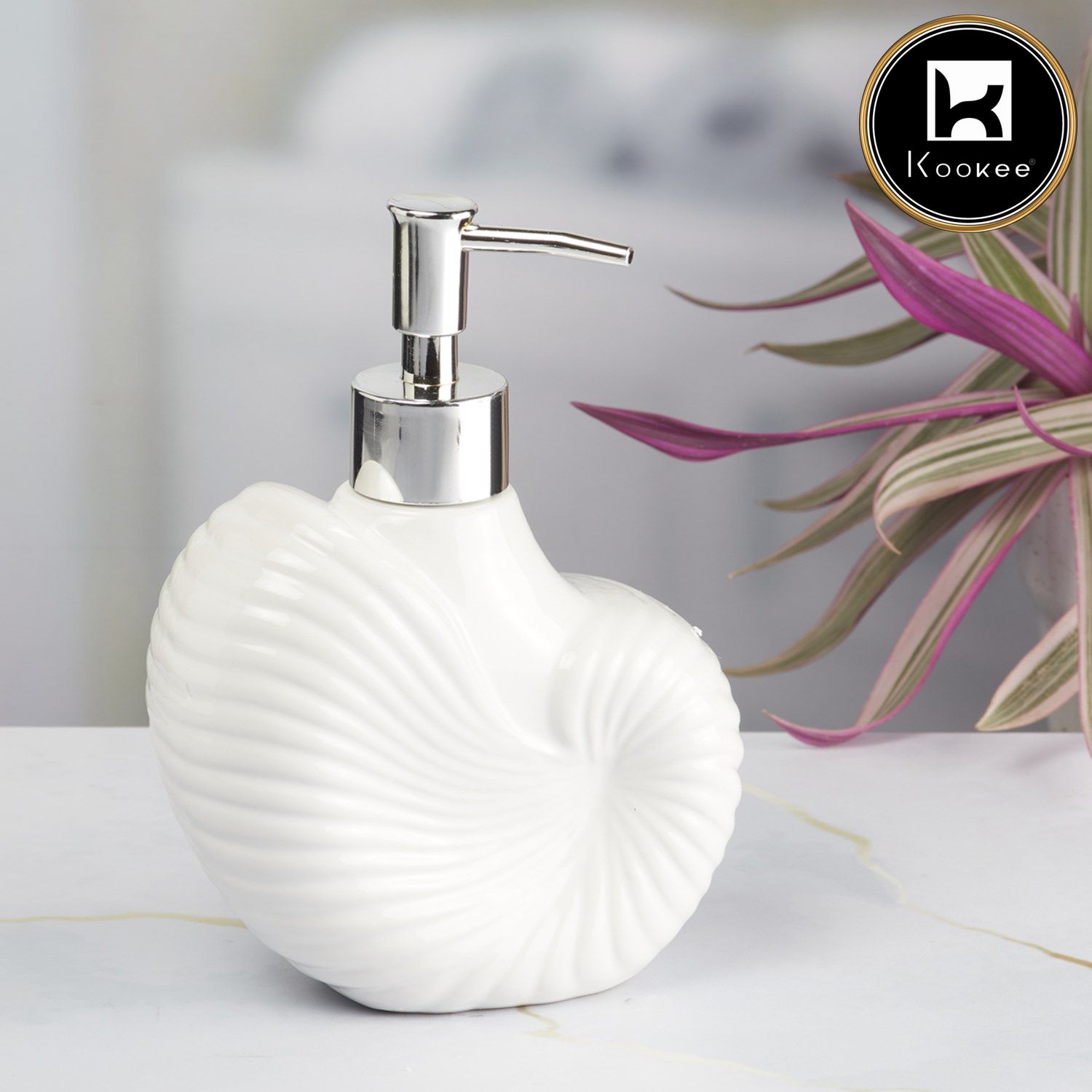 Ceramic Soap Dispenser for handwash for Bathroom, White, (Set of 1) (8462)