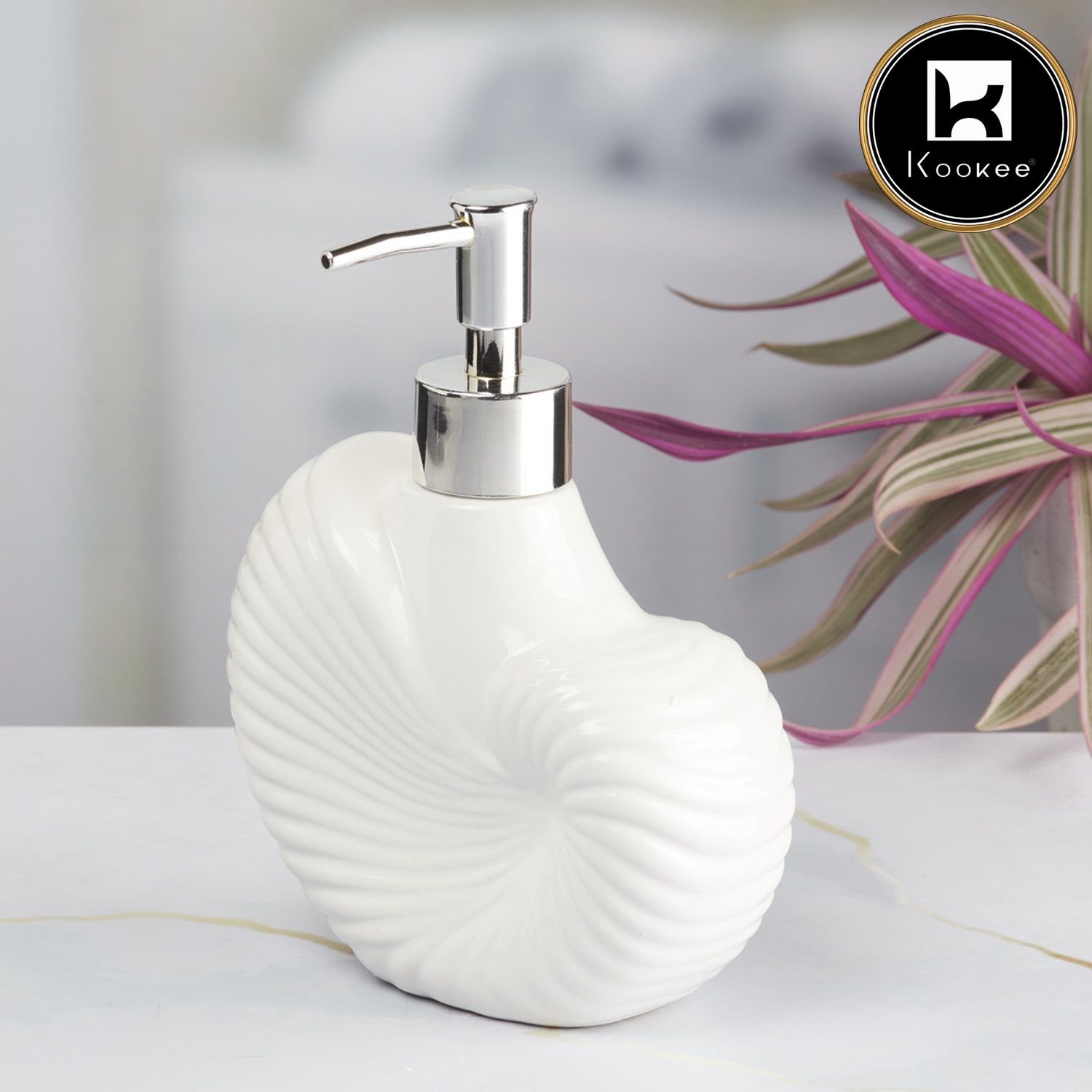 Ceramic Soap Dispenser for handwash for Bathroom, White, (Set of 1) (8462)