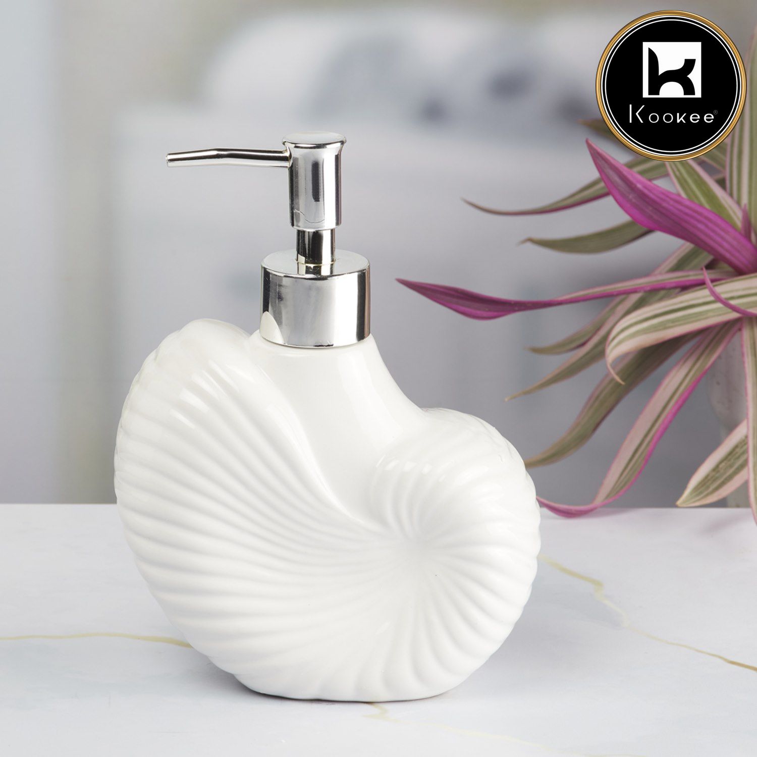 Ceramic Soap Dispenser for handwash for Bathroom, White (Set of 1) (7963)