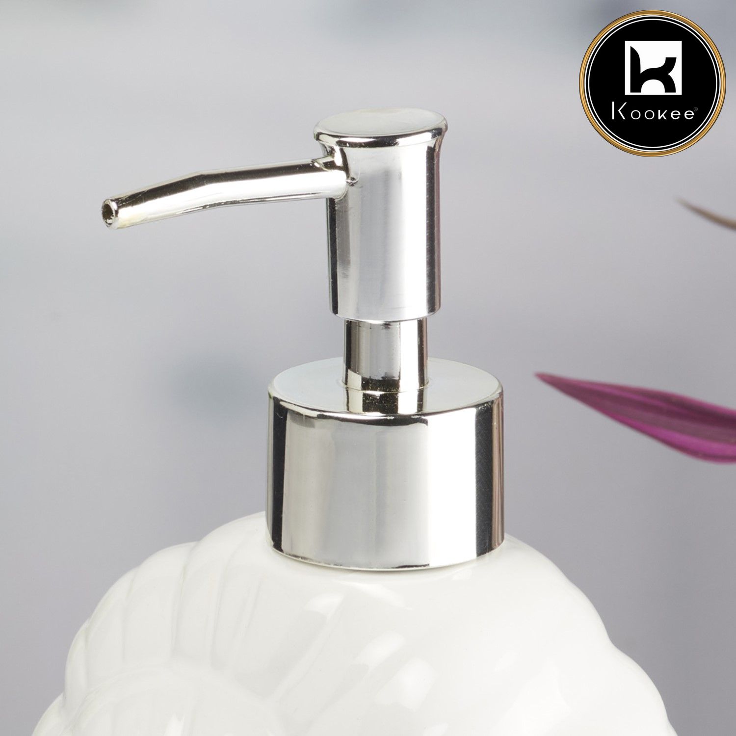 Ceramic Soap Dispenser for handwash for Bathroom, White, (Set of 1) (8463)