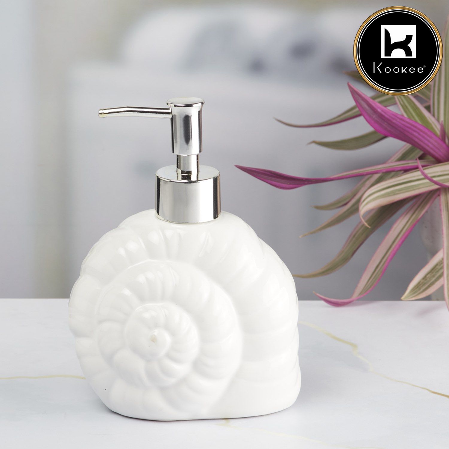 Ceramic Soap Dispenser for handwash for Bathroom, White (Set of 1) (7964)