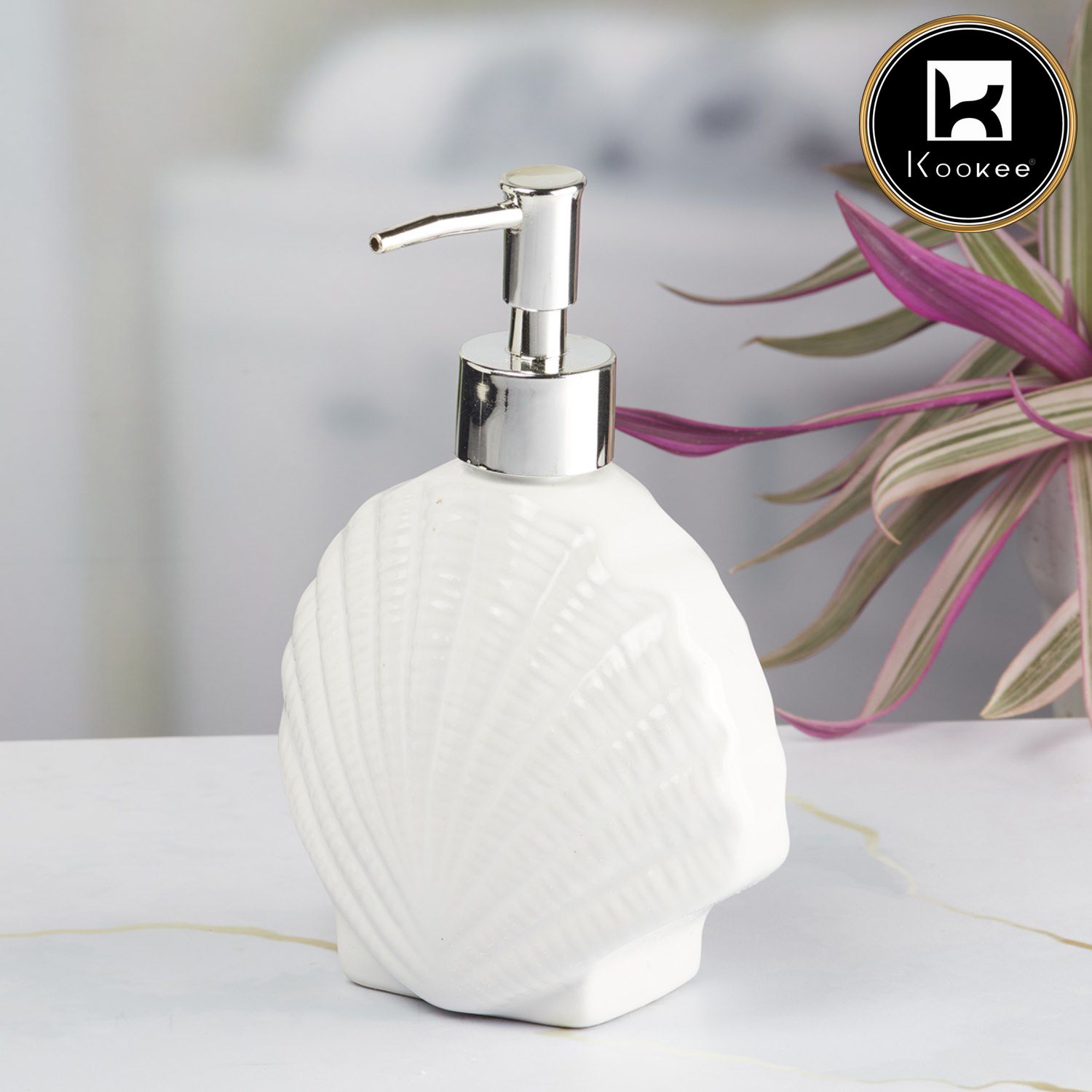 Ceramic Soap Dispenser for handwash for Bathroom, White, (Set of 1) (8464)