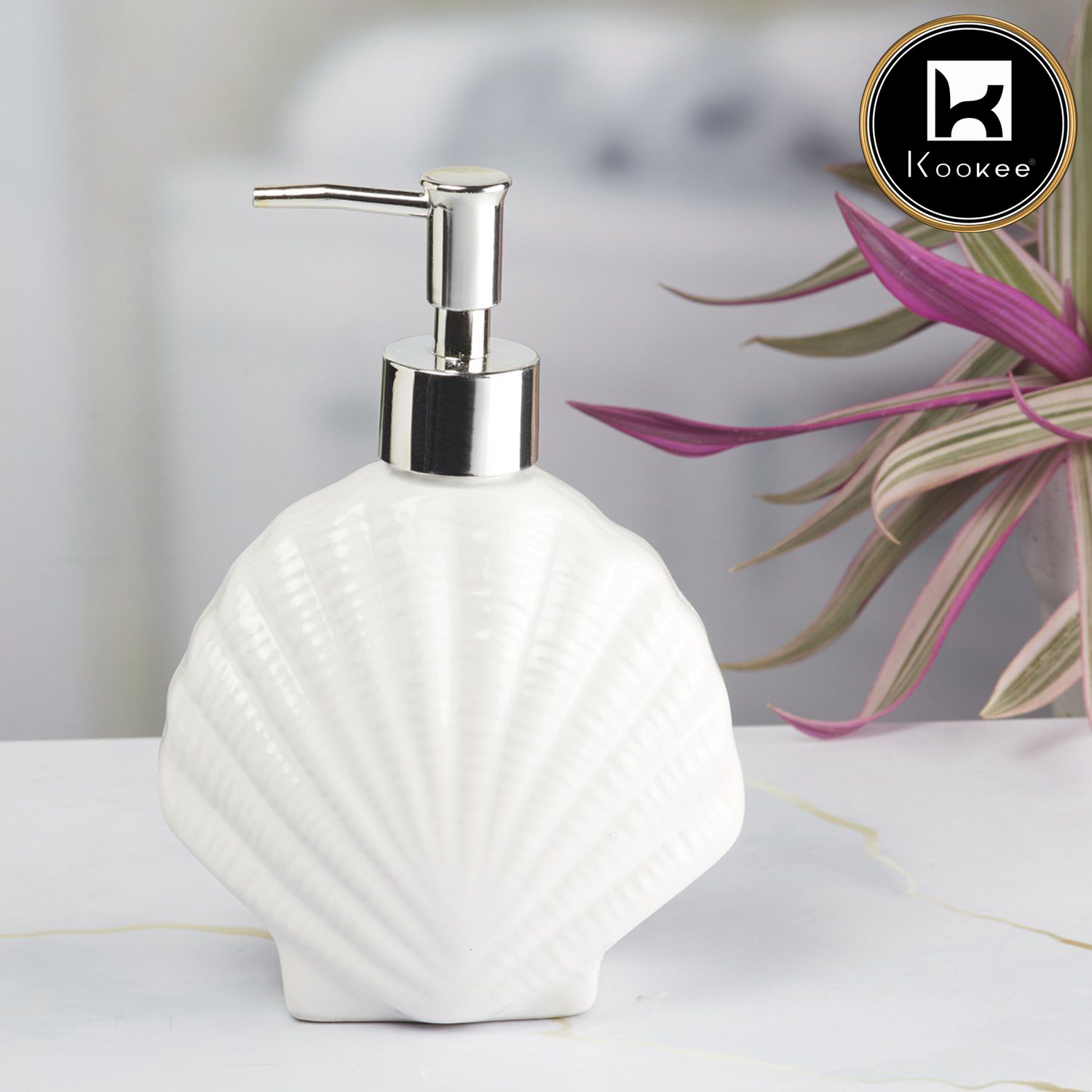 Ceramic Soap Dispenser for handwash for Bathroom, White (Set of 1) (7965)