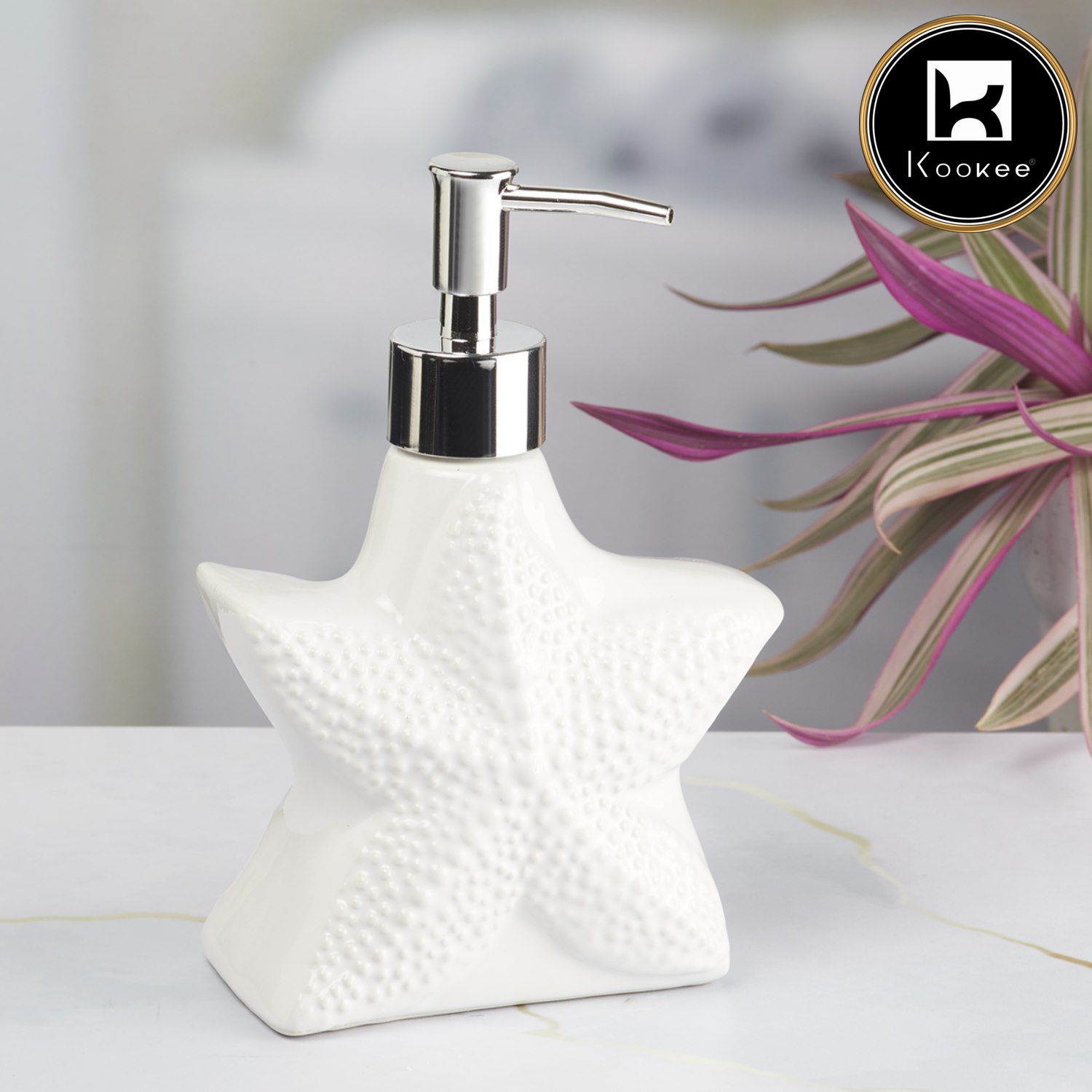 Ceramic Soap Dispenser for handwash for Bathroom, White, (Set of 1) (8465)