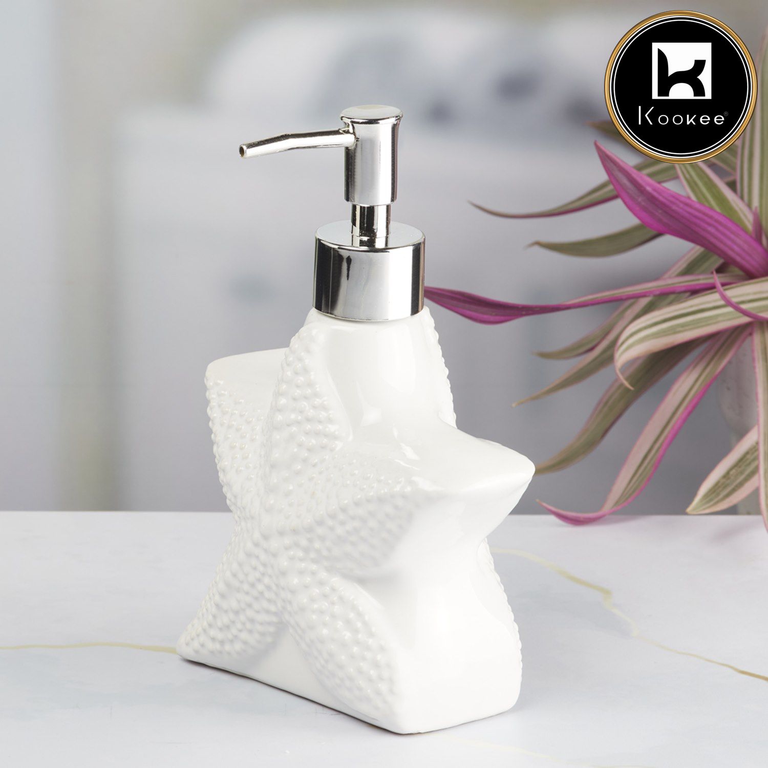 Ceramic Soap Dispenser for handwash for Bathroom, White, (Set of 1) (8465)