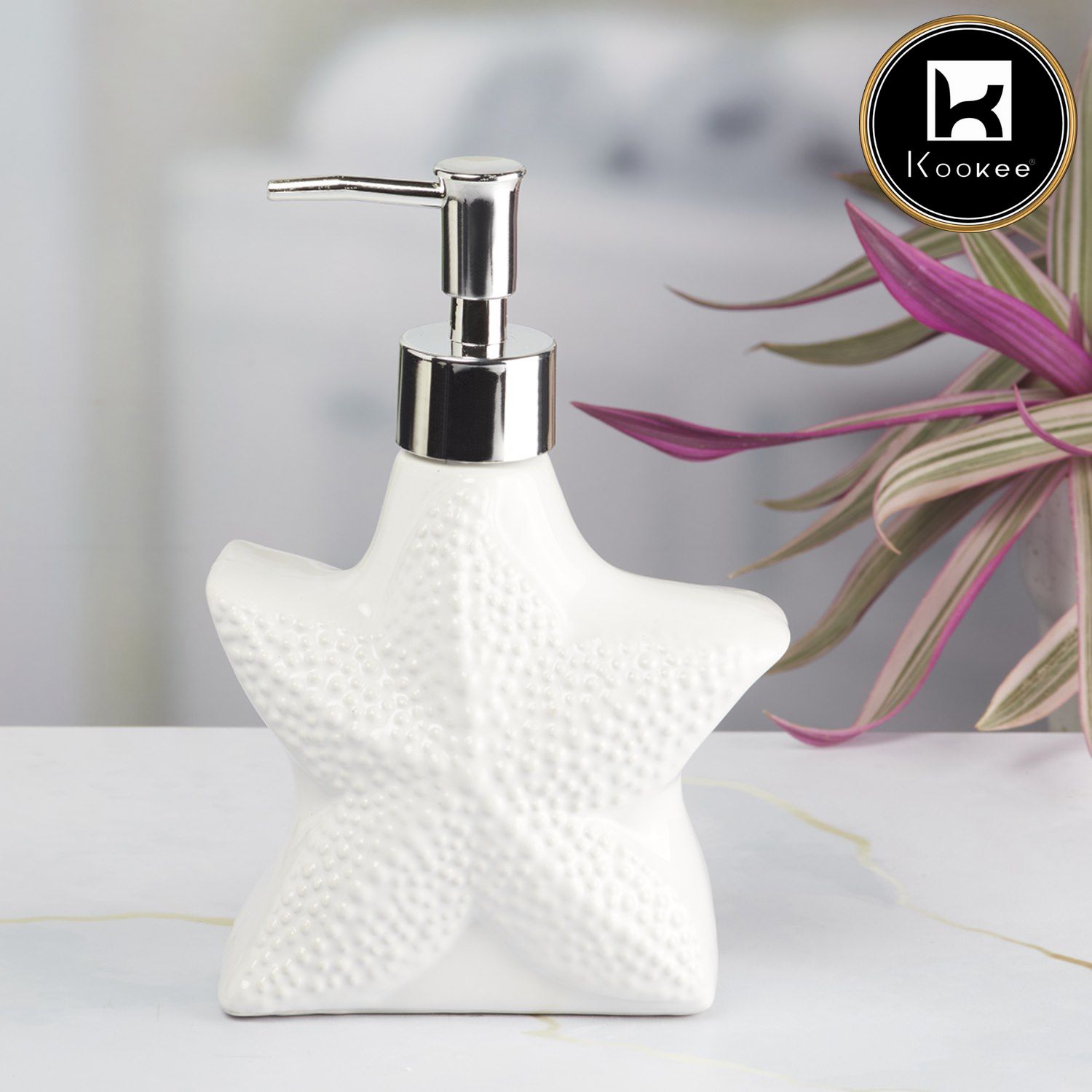 Ceramic Soap Dispenser for handwash for Bathroom, White (Set of 1) (8462)