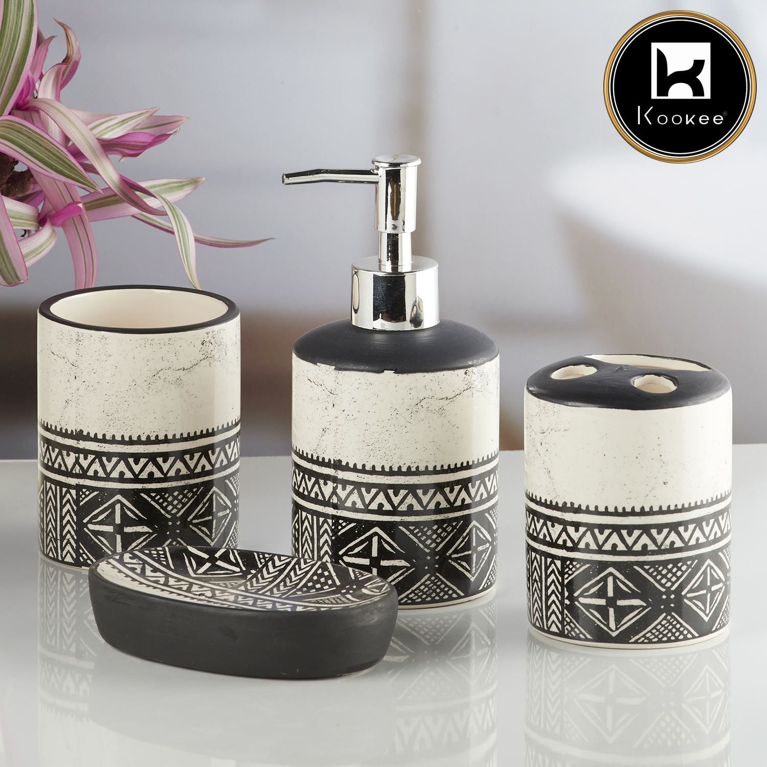 Kookee Ceramic Bathroom Sets, Multi, ART08474