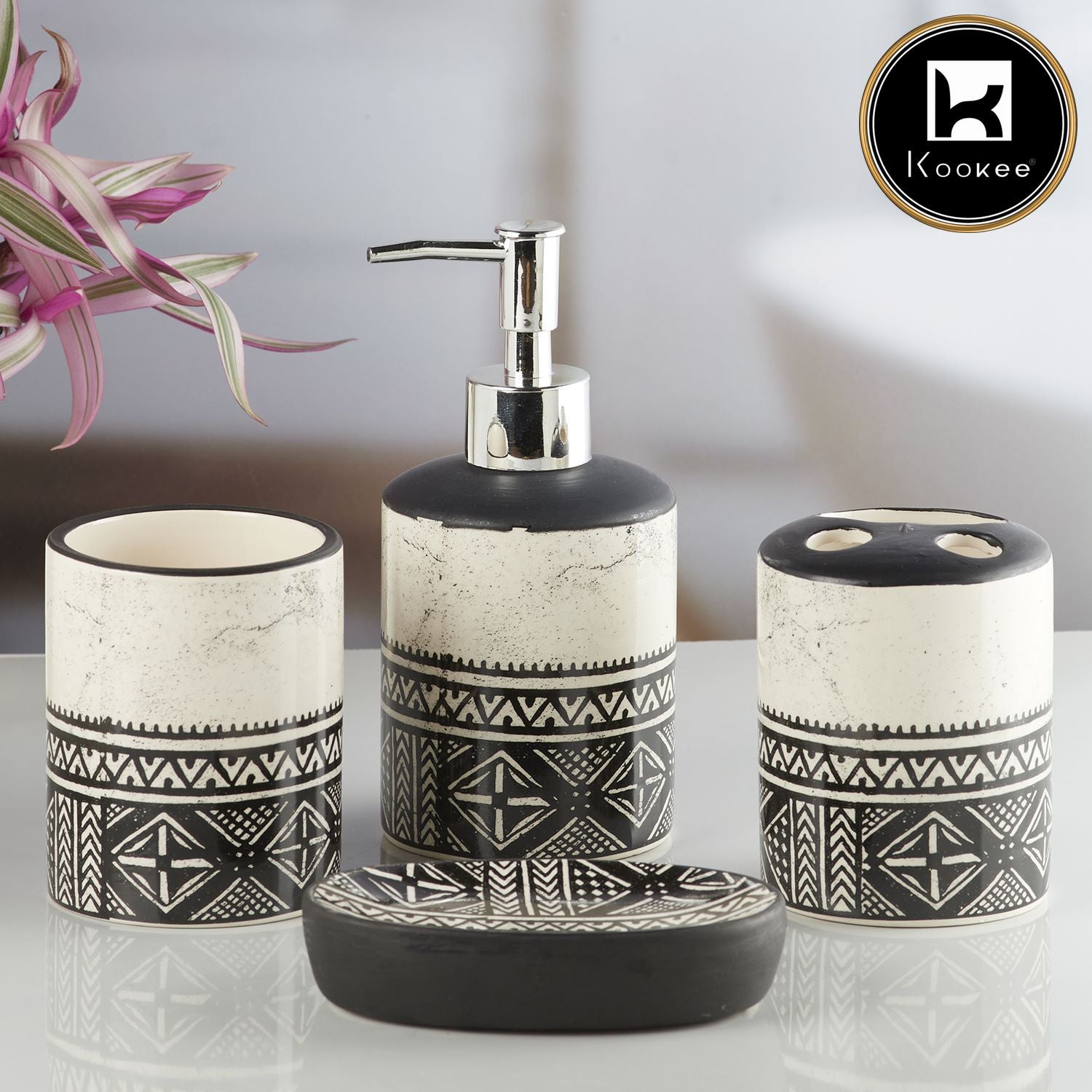 Kookee Ceramic Bathroom Sets, Multi, ART08474