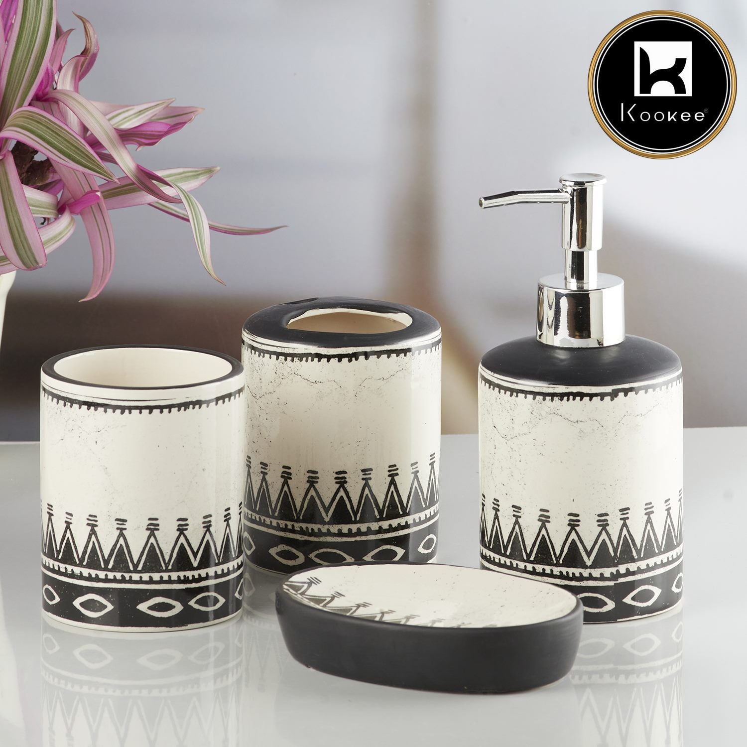 Kookee Ceramic Bathroom Sets, Multi, ART08475