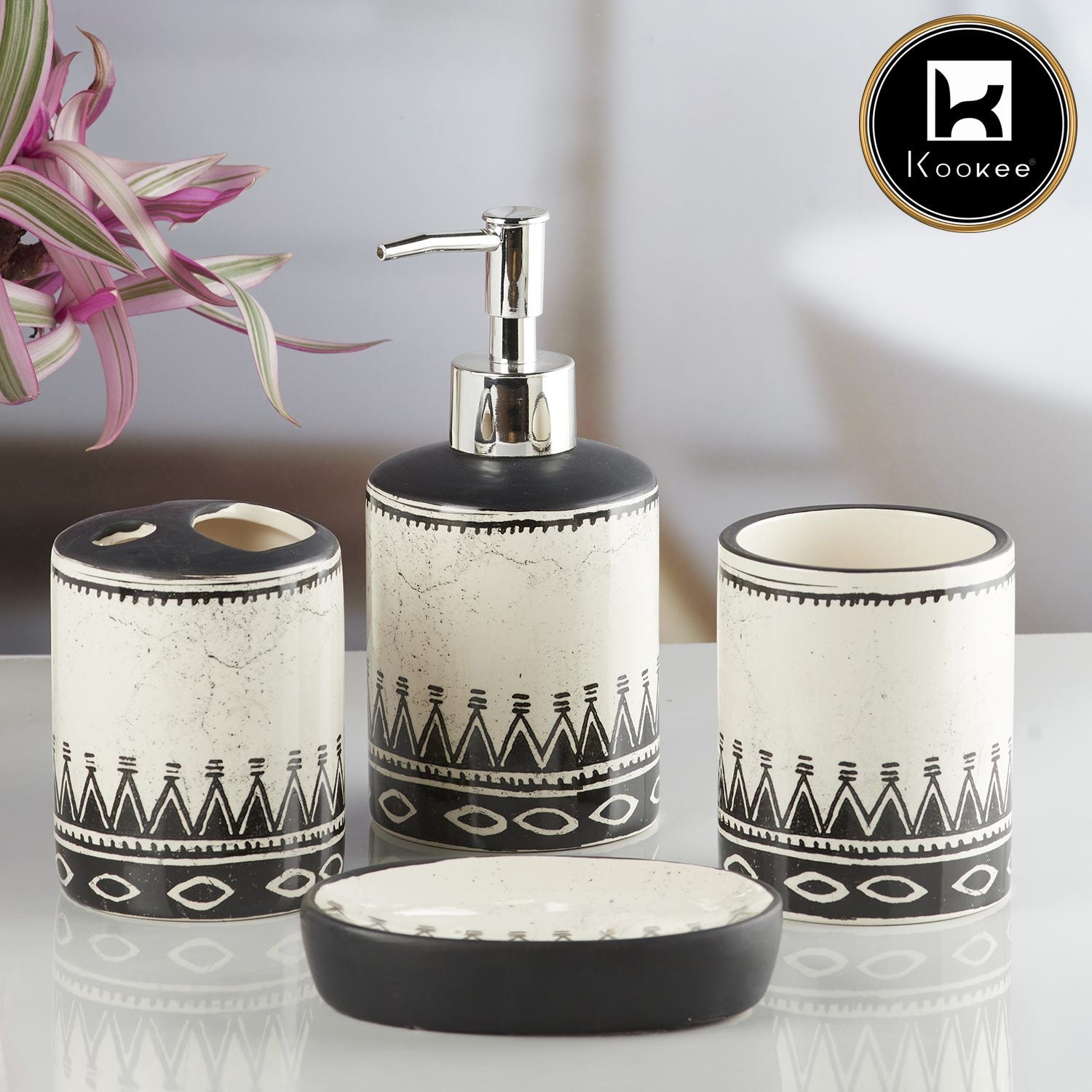 Kookee Ceramic Bathroom Sets, Multi, ART08475