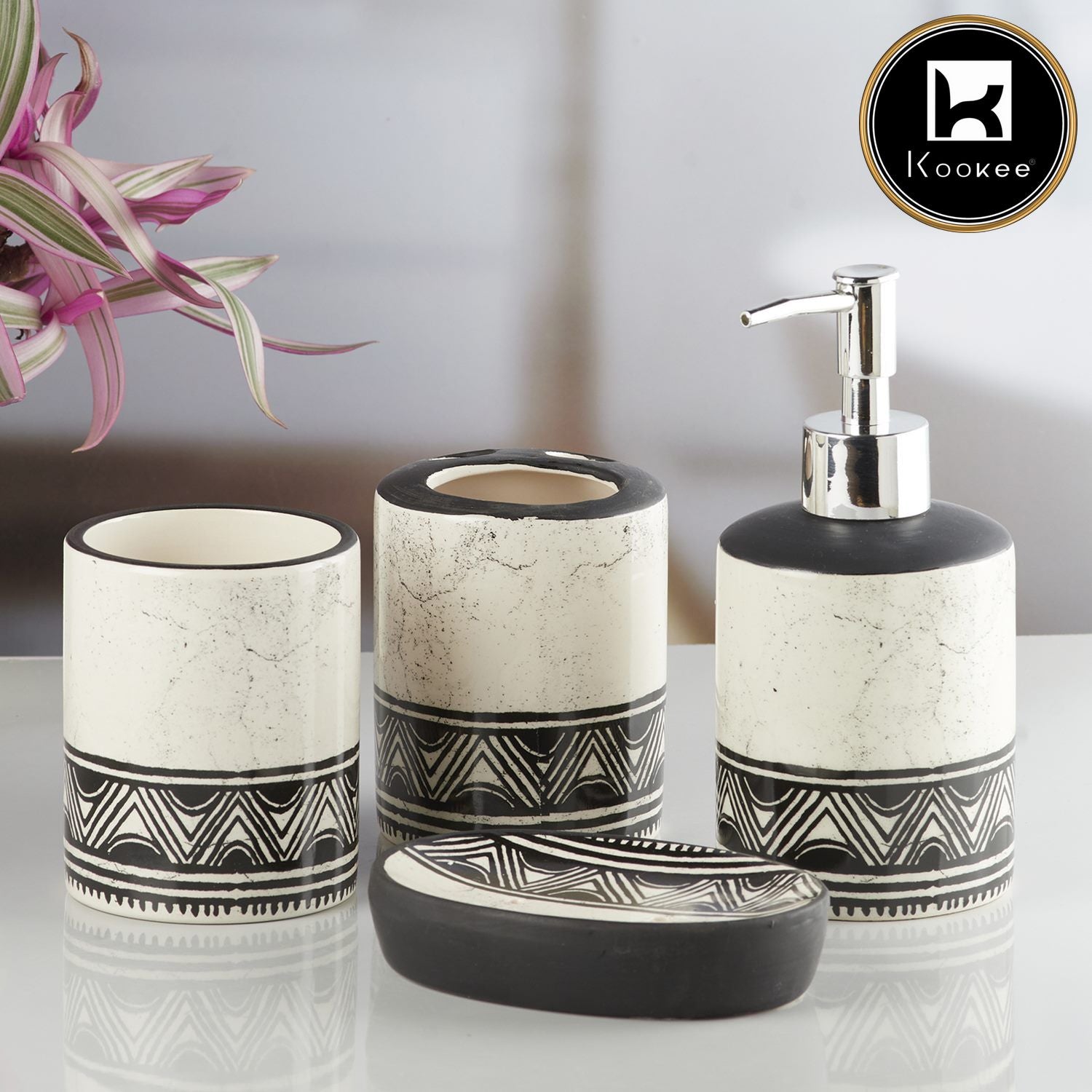 Kookee Ceramic Bathroom Sets, Multi, ART08476