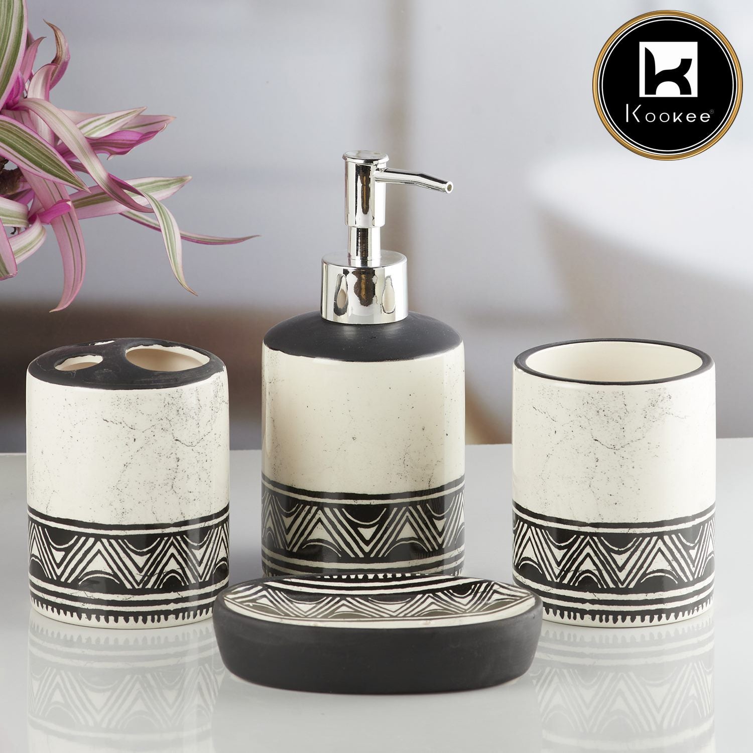 Kookee Ceramic Bathroom Sets, Multi, ART08476