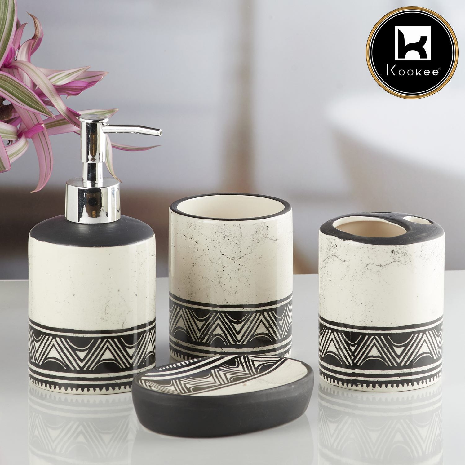 Kookee Ceramic Bathroom Sets, Multi, ART08476